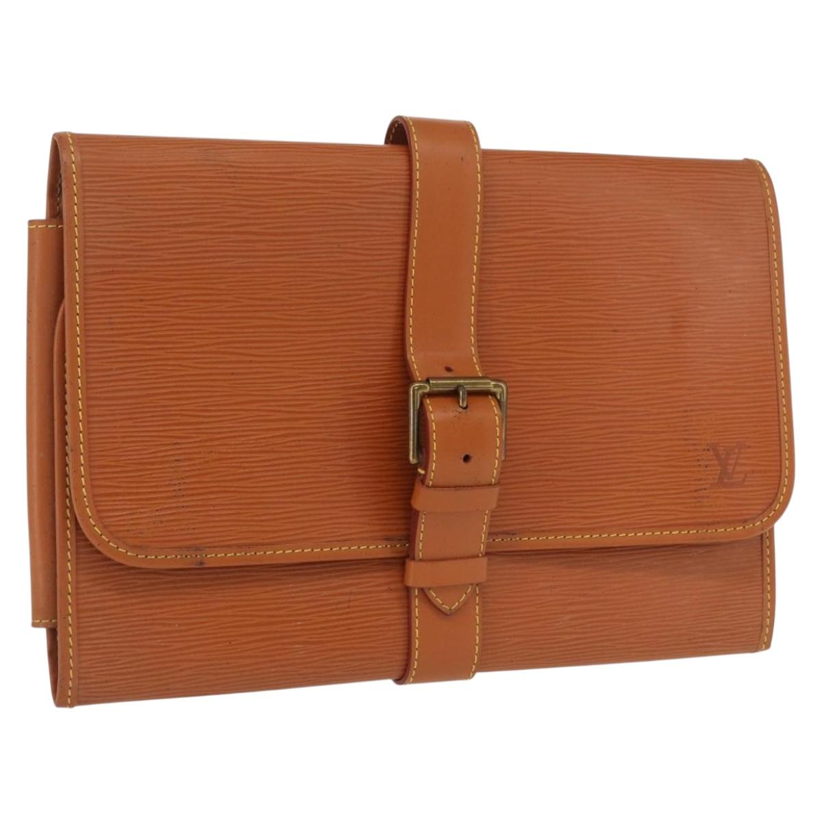 LOUIS VUITTON Epi Trousse Priant Clutch Bag Zipangu Gold LV Auth bs32536