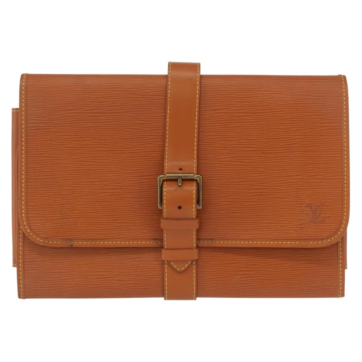LOUIS VUITTON Epi Trousse Priant Clutch Bag Zipangu Gold LV Auth bs32536