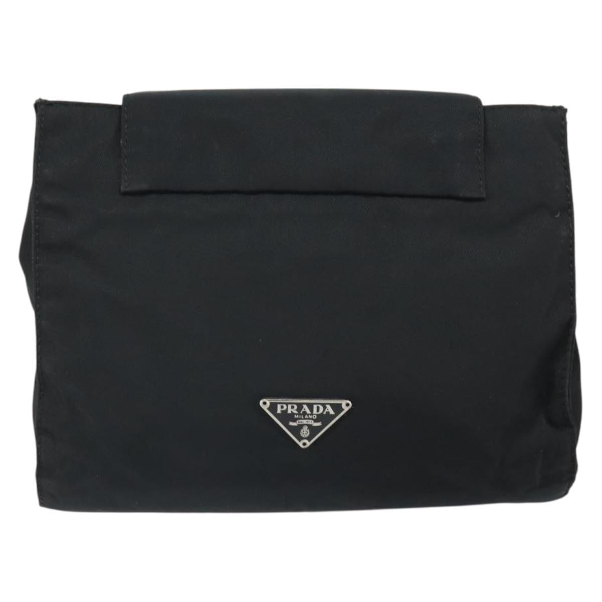 PRADA Pouch Nylon Black Auth bs32557