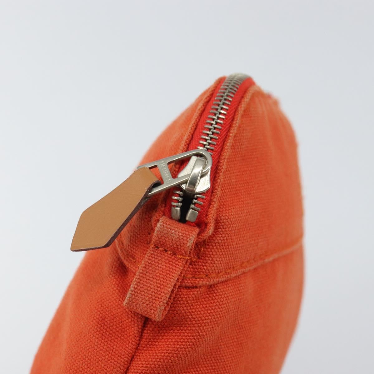HERMES Bolide Pouch Canvas Orange Silver Auth bs32558