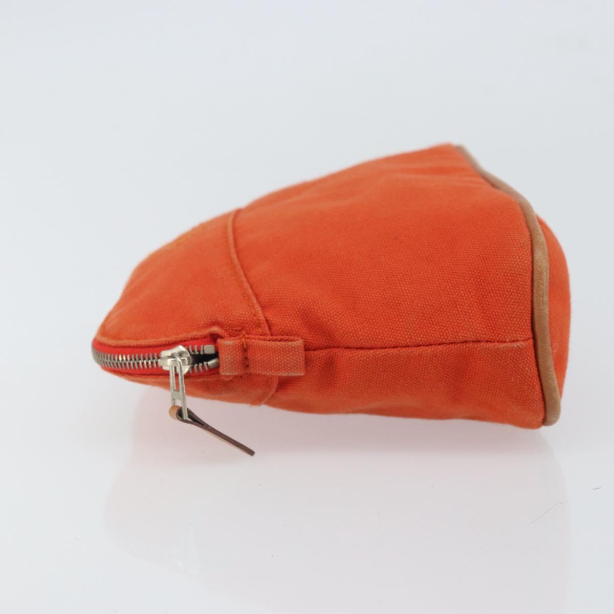 HERMES Bolide Pouch Canvas Orange Silver Auth bs32558