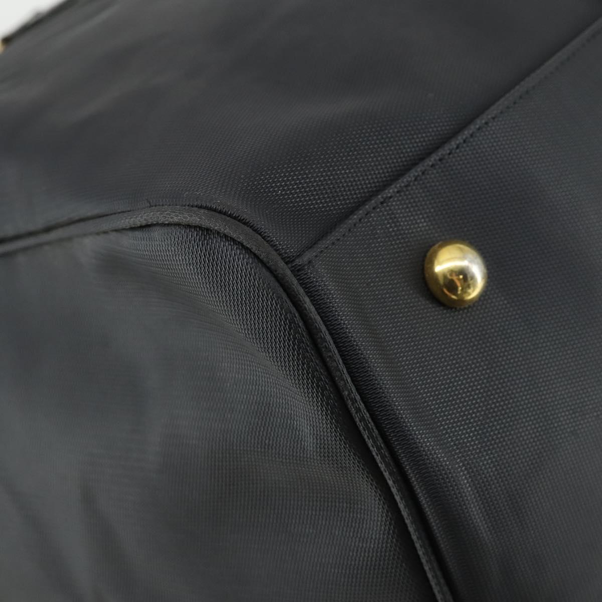 VERSACE Boston Bag Coated Canvas 2way Black Gold Auth bs32560