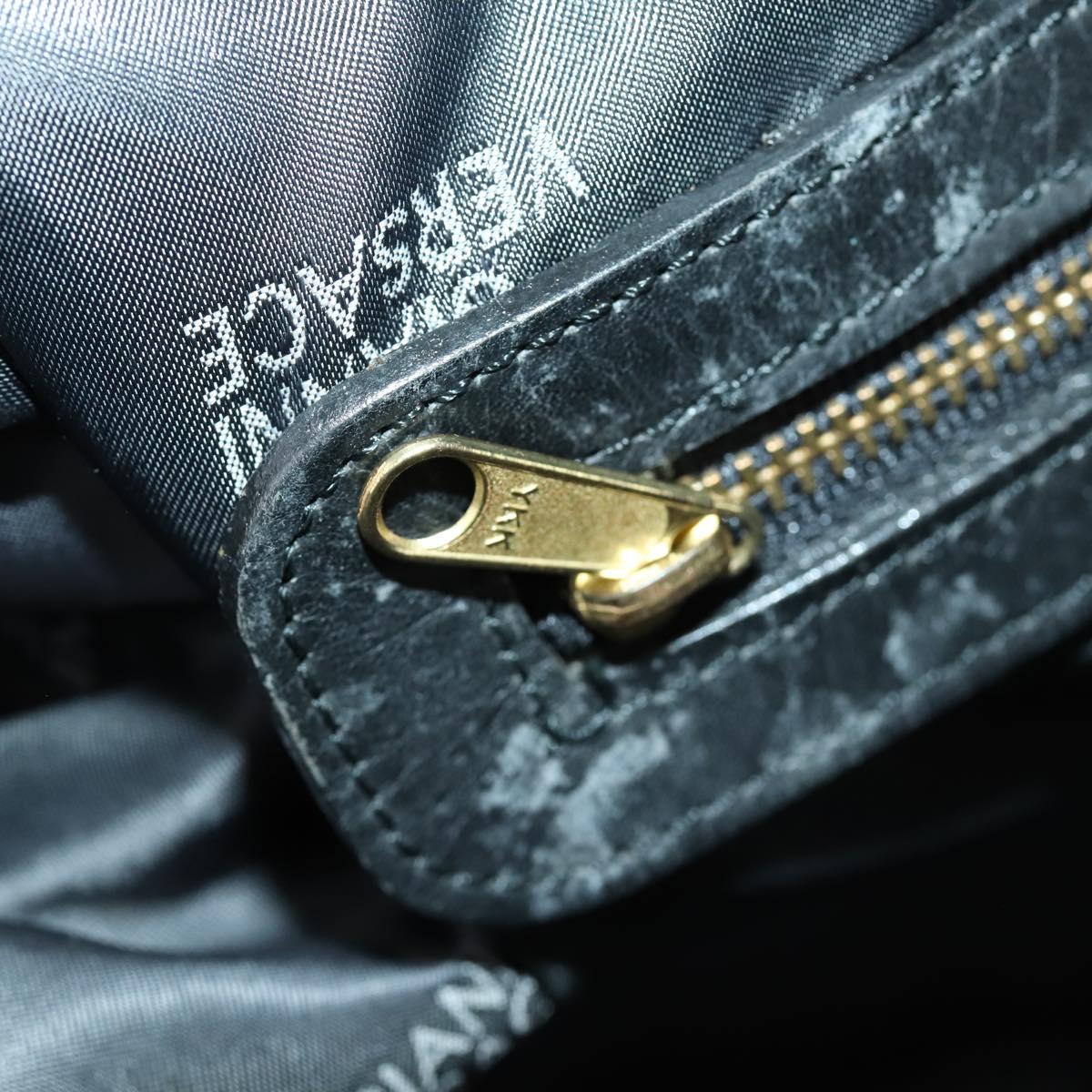 VERSACE Boston Bag Coated Canvas 2way Black Gold Auth bs32560