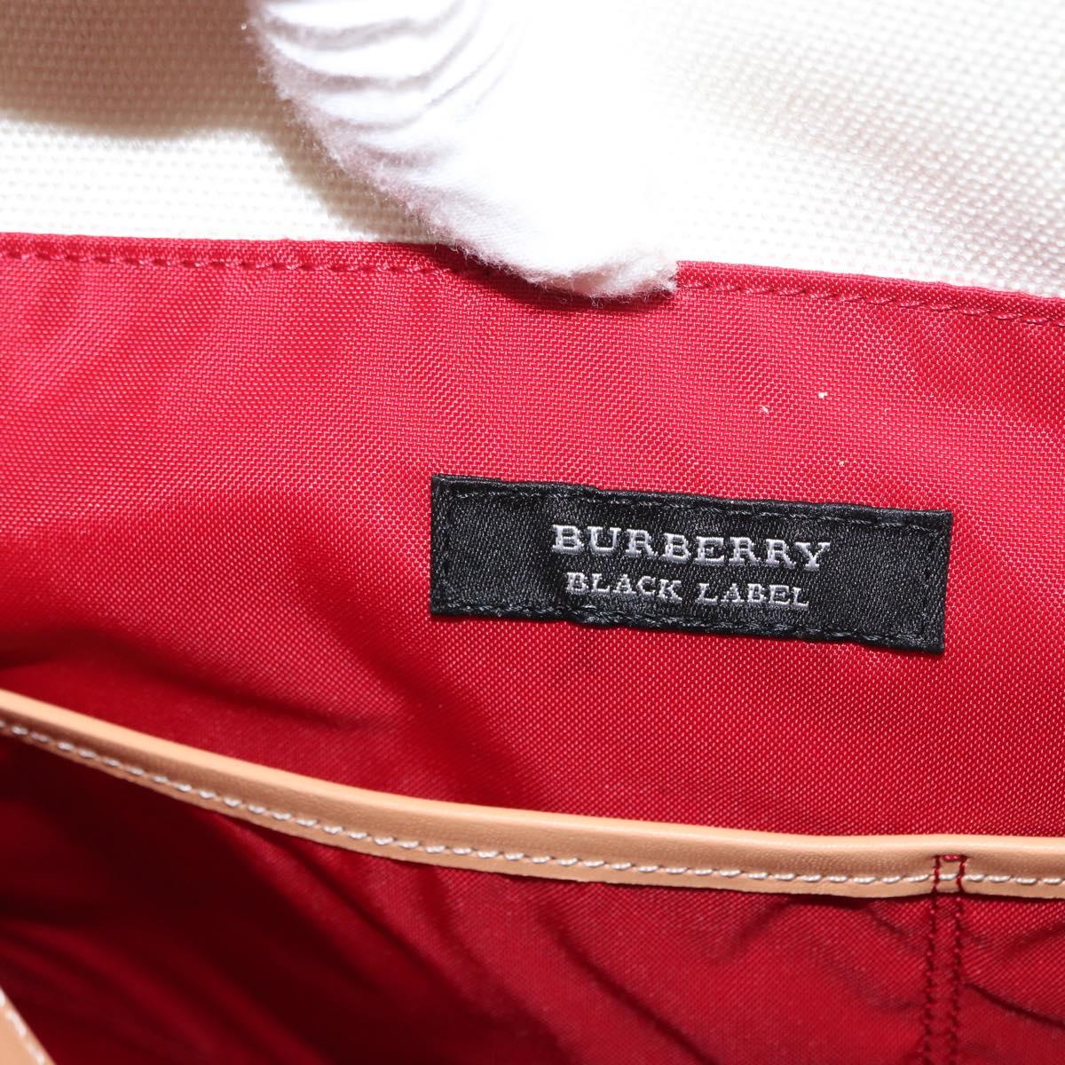 BURBERRY Black label Tote Bag Canvas White Silver Auth bs32562