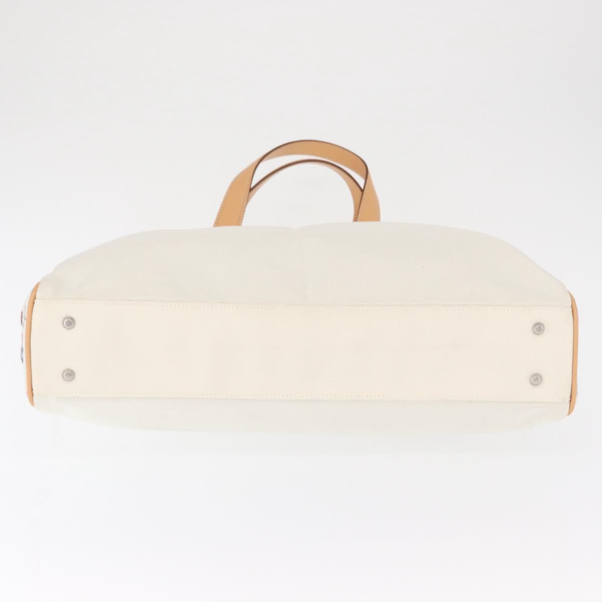 BURBERRY Black label Tote Bag Canvas White Silver Auth bs32562