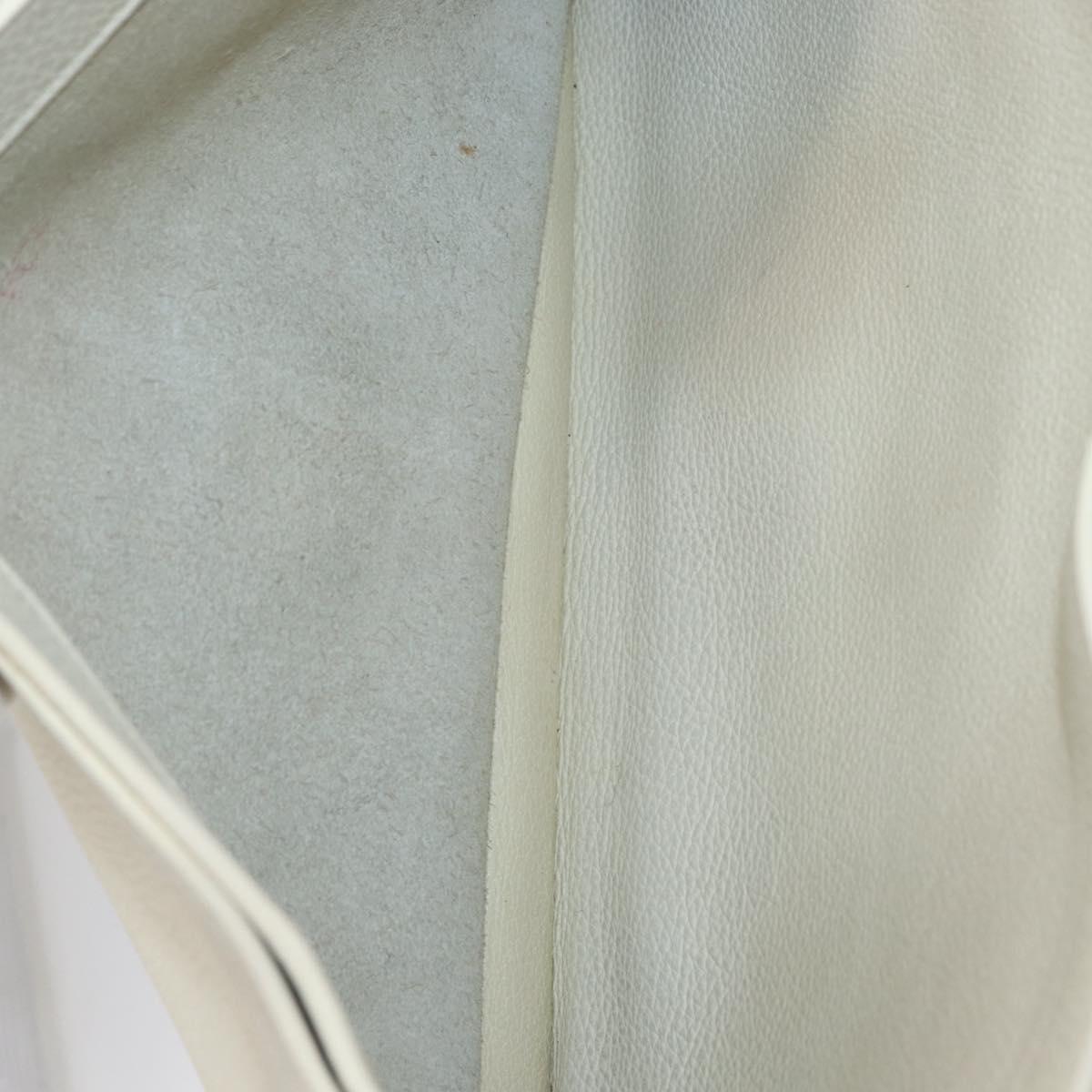 HERMES Sac Adepeche 41 Hand Bag Leather White Silver Auth bs32563