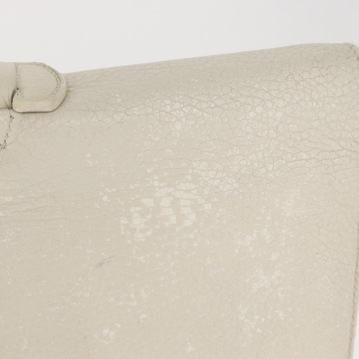 HERMES Sac Adepeche 41 Hand Bag Leather White Silver Auth bs32563