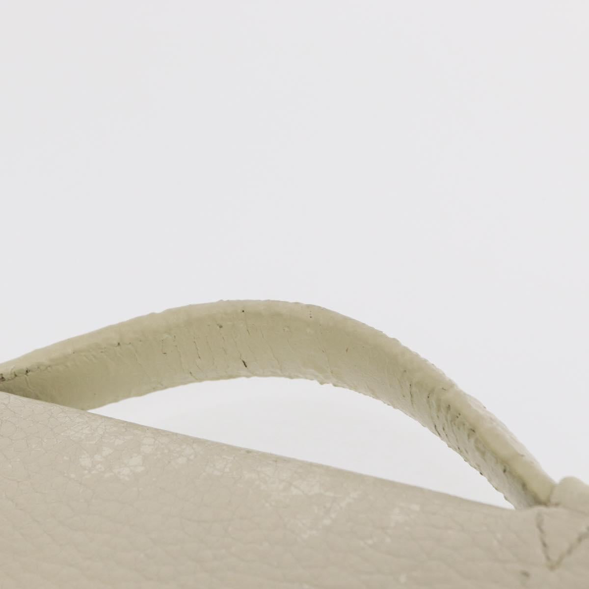 HERMES Sac Adepeche 41 Hand Bag Leather White Silver Auth bs32563