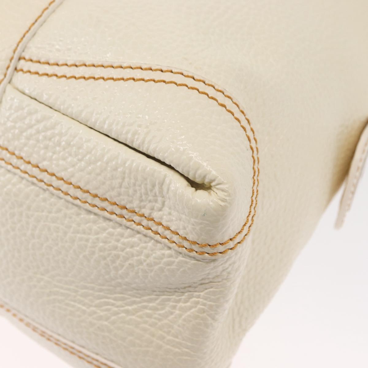 FENDI Hand Bag Patent leather White Silver Auth bs32564