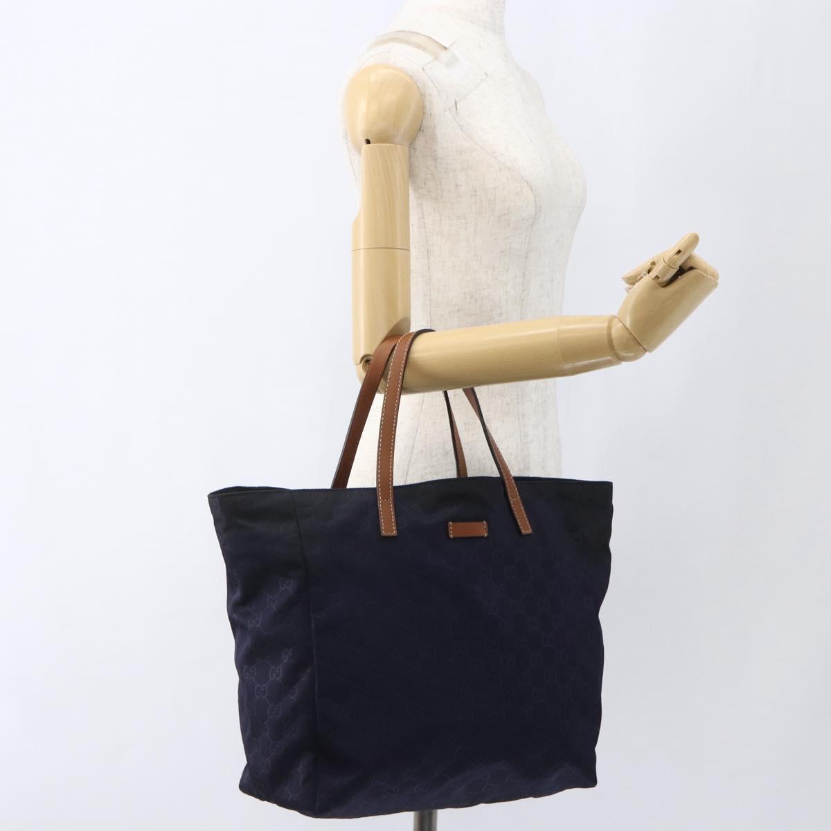 GUCCI GG Nylon Tote Bag Navy 282439 Auth bs32568