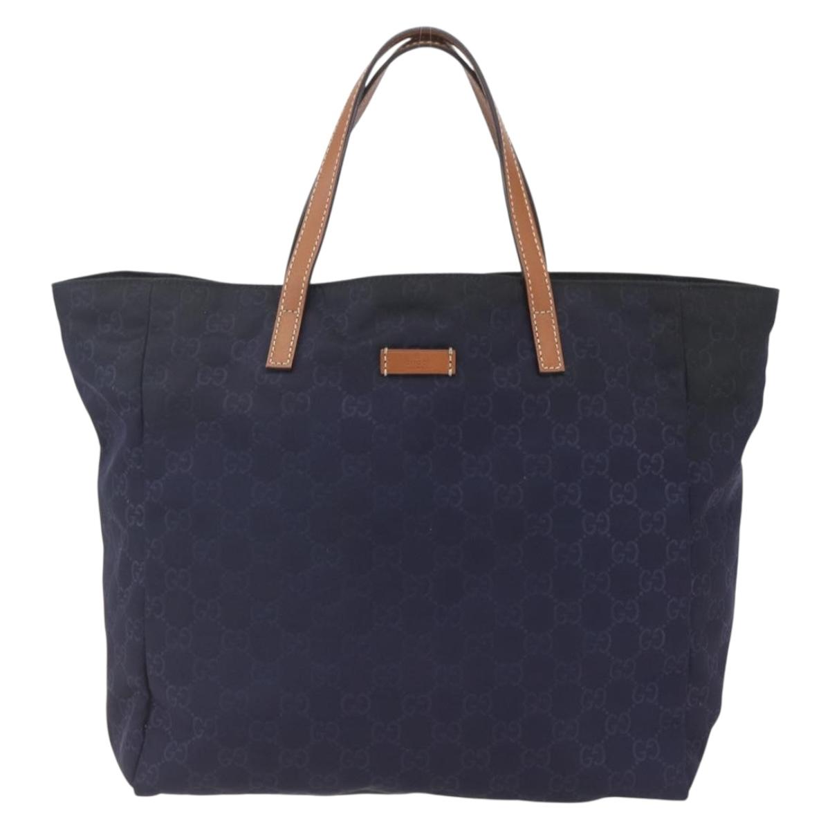 GUCCI GG Nylon Tote Bag Navy 282439 Auth bs32568