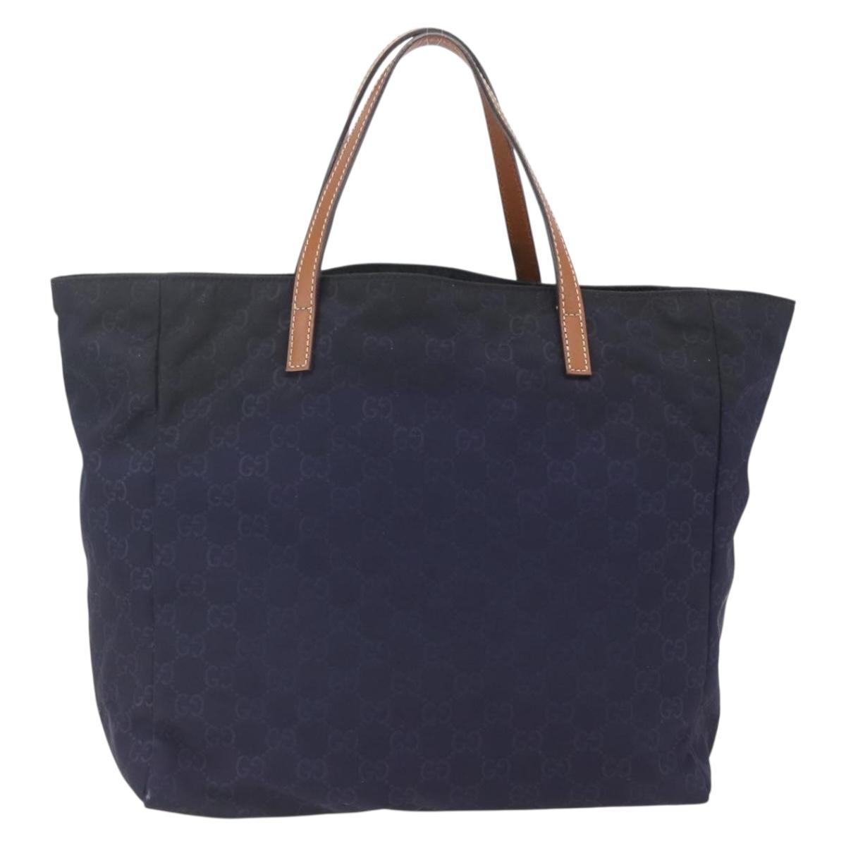 GUCCI GG Nylon Tote Bag Navy 282439 Auth bs32568