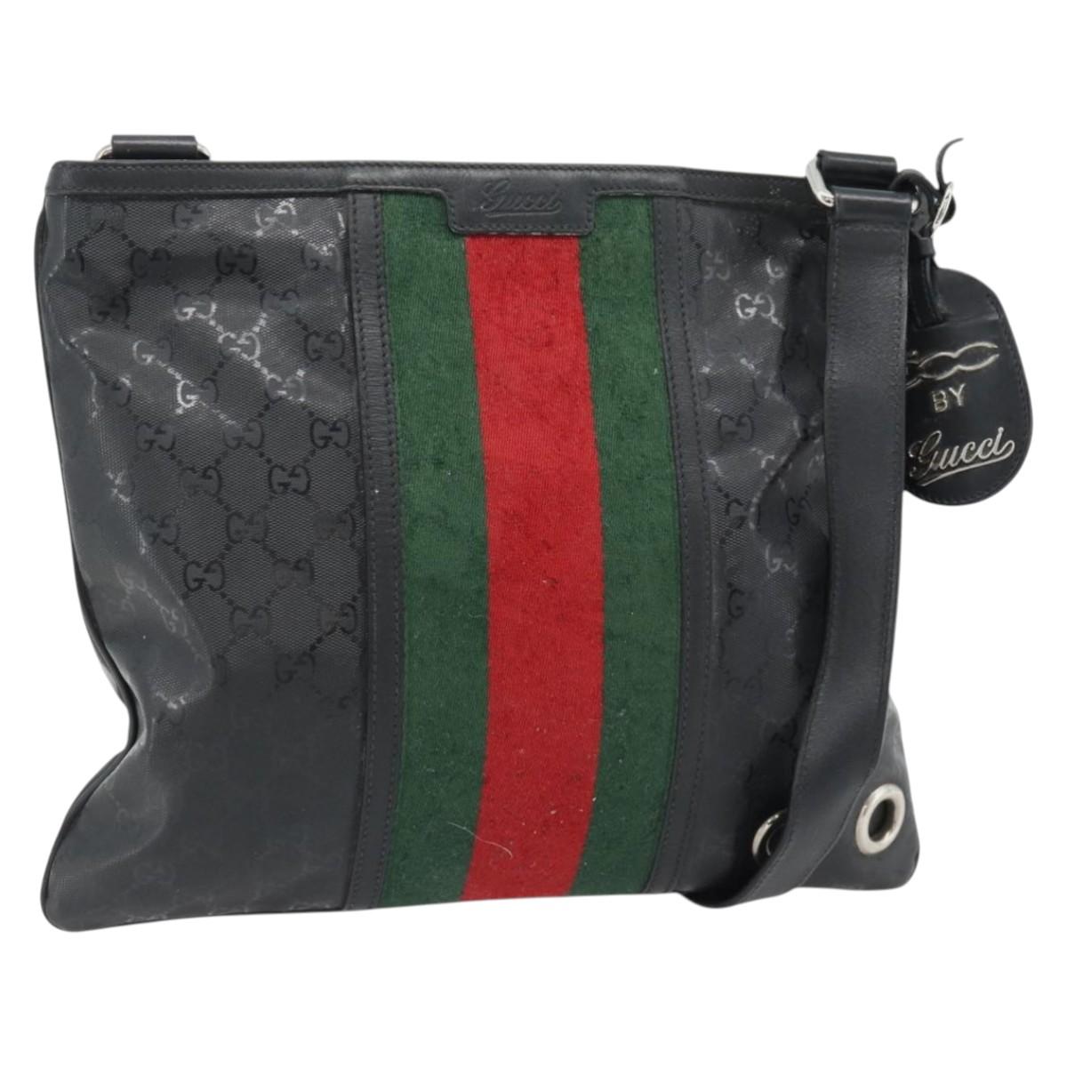 GUCCI GG Implementation Web Sherry Line Bag Black Silver Red 269379 Auth bs32569