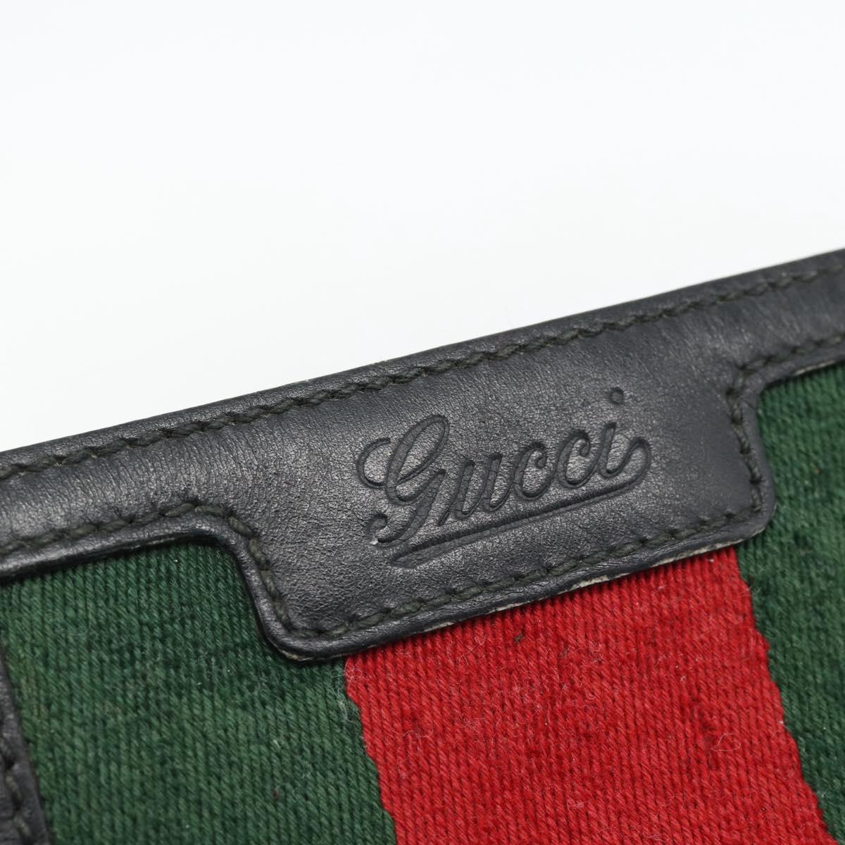 GUCCI GG Implementation Web Sherry Line Bag Black Silver Red 269379 Auth bs32569