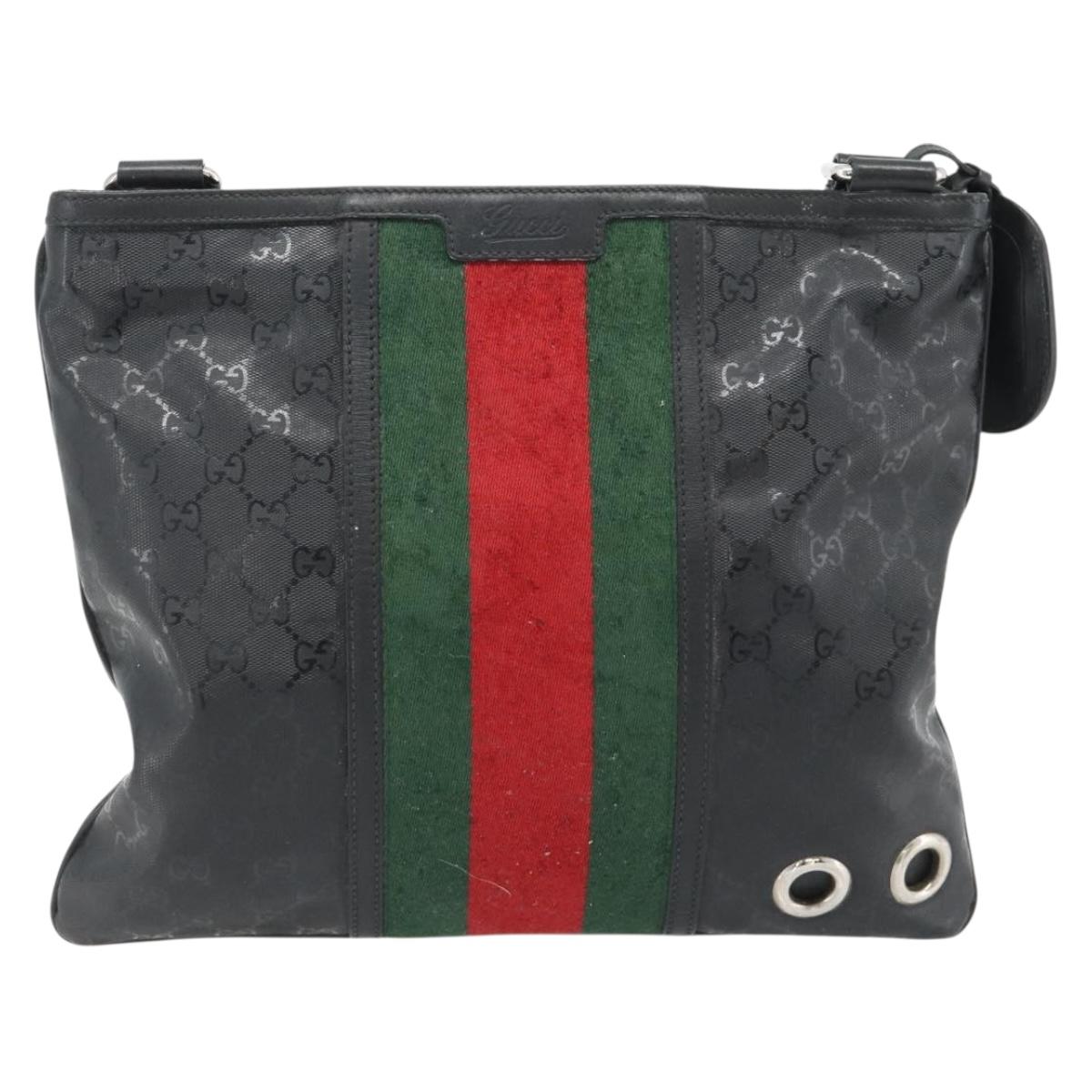 GUCCI GG Implementation Web Sherry Line Bag Black Silver Red 269379 Auth bs32569