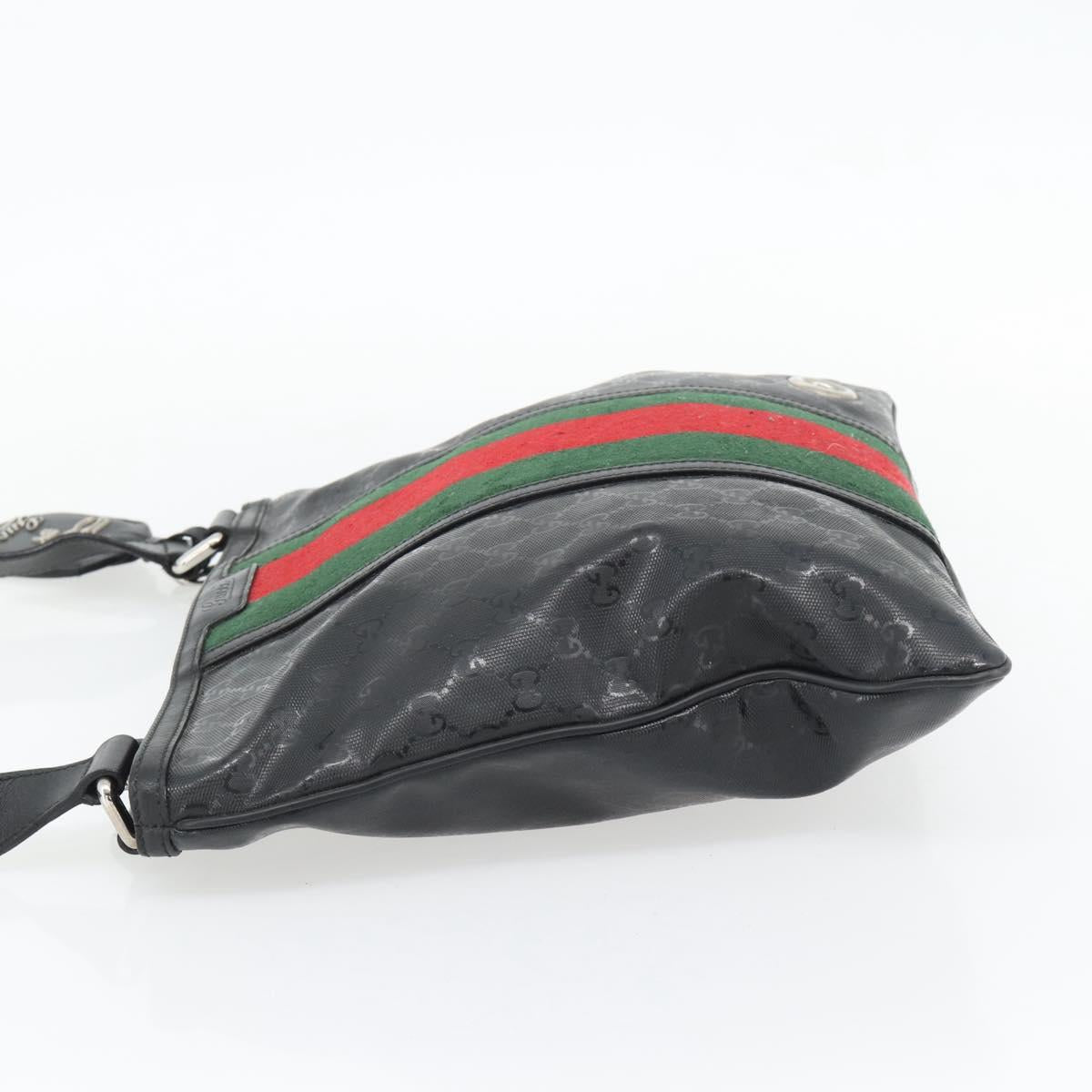 GUCCI GG Implementation Web Sherry Line Bag Black Silver Red 269379 Auth bs32569
