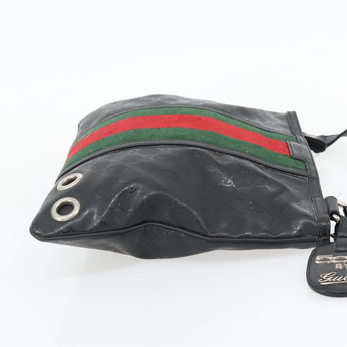 GUCCI GG Implementation Web Sherry Line Bag Black Silver Red 269379 Auth bs32569