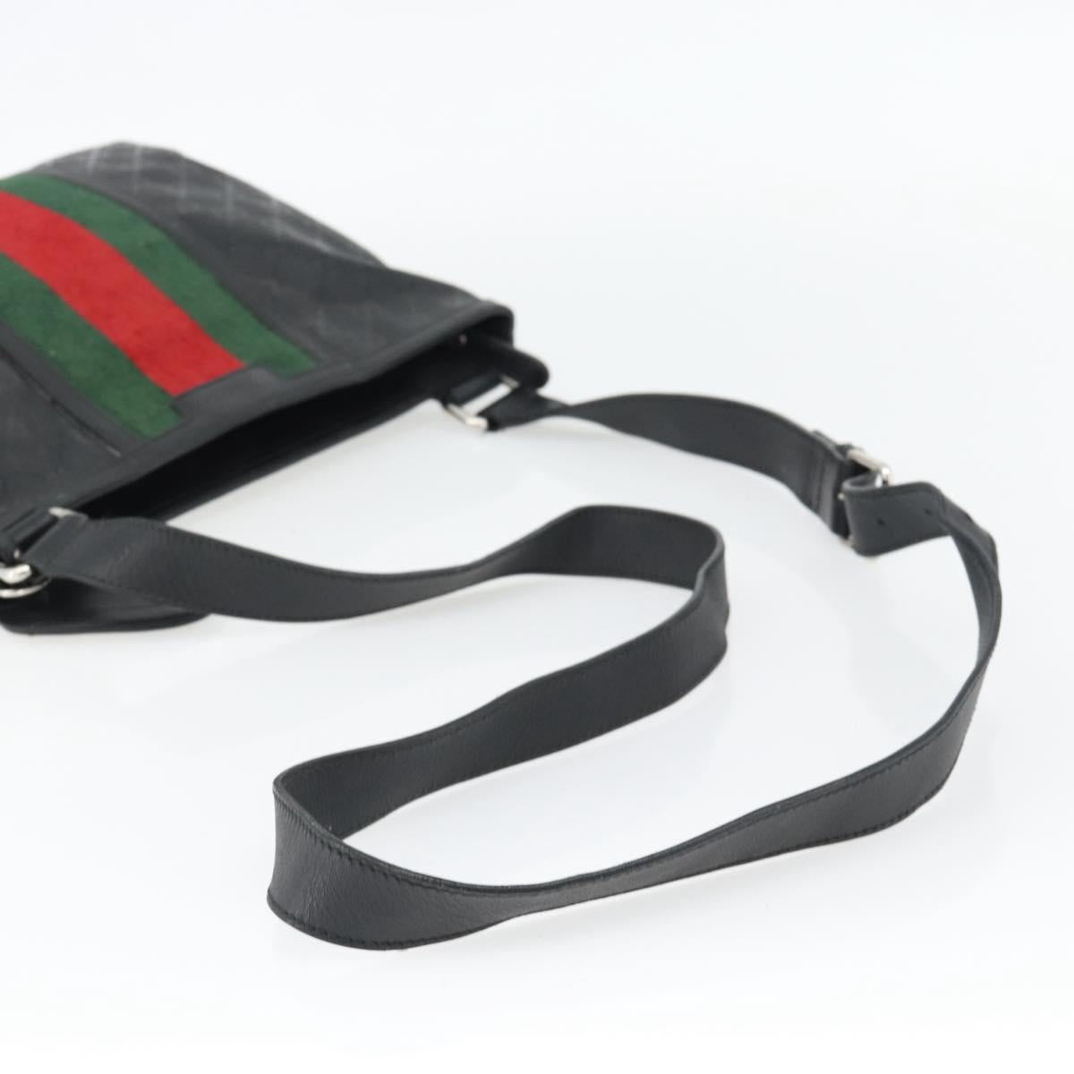 GUCCI GG Implementation Web Sherry Line Bag Black Silver Red 269379 Auth bs32569