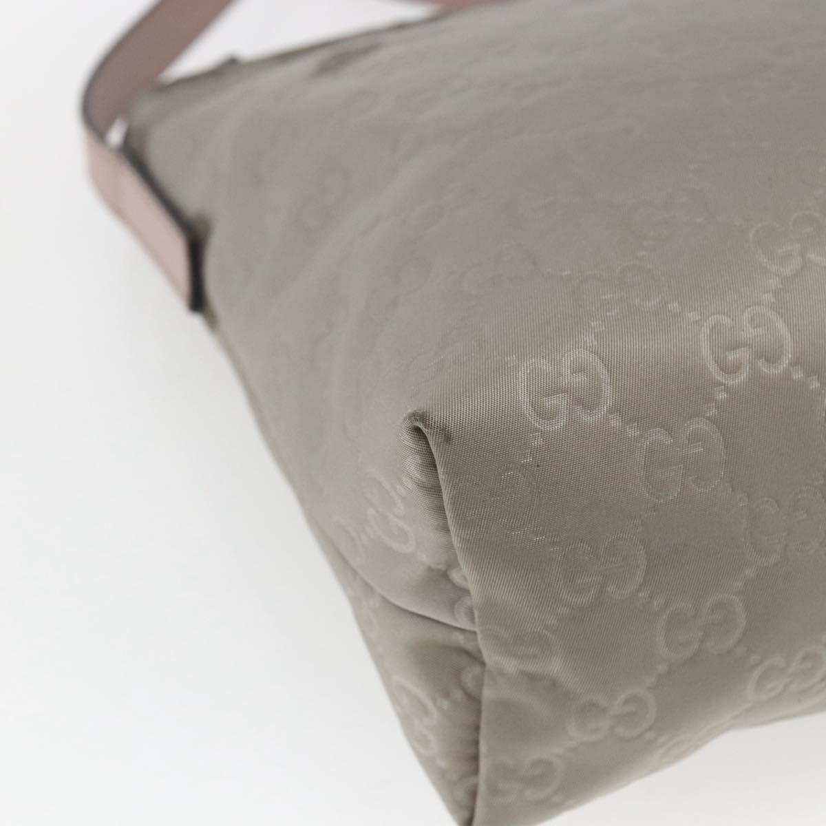 GUCCI GG Canvas Shoulder Bag Nylon Khaki Silver 314529 Auth bs32570