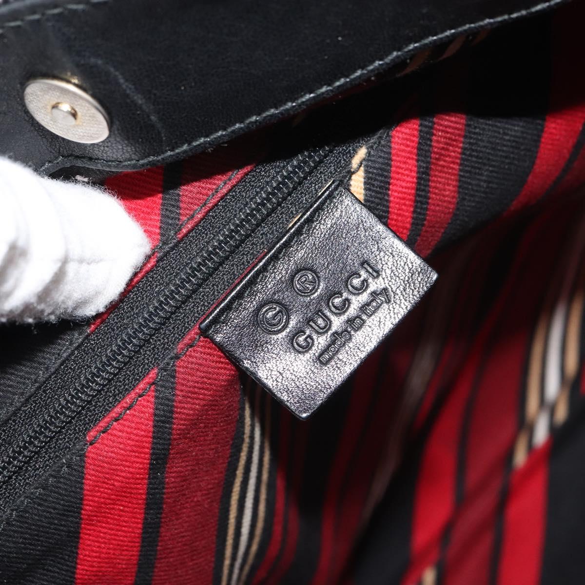 GUCCI GG Canvas Shoulder Bag Black Gold 248272 Auth bs32571