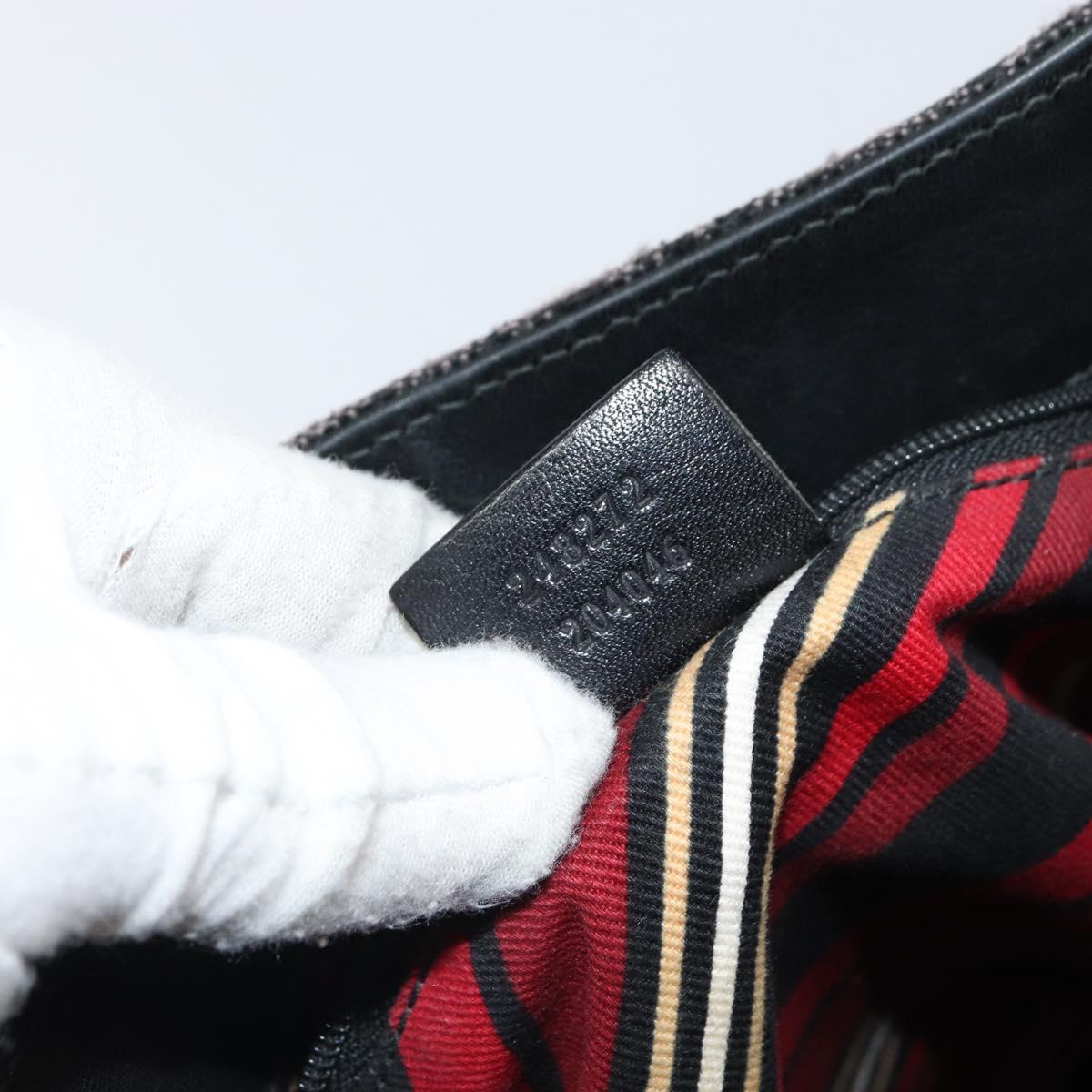 GUCCI GG Canvas Shoulder Bag Black Gold 248272 Auth bs32571