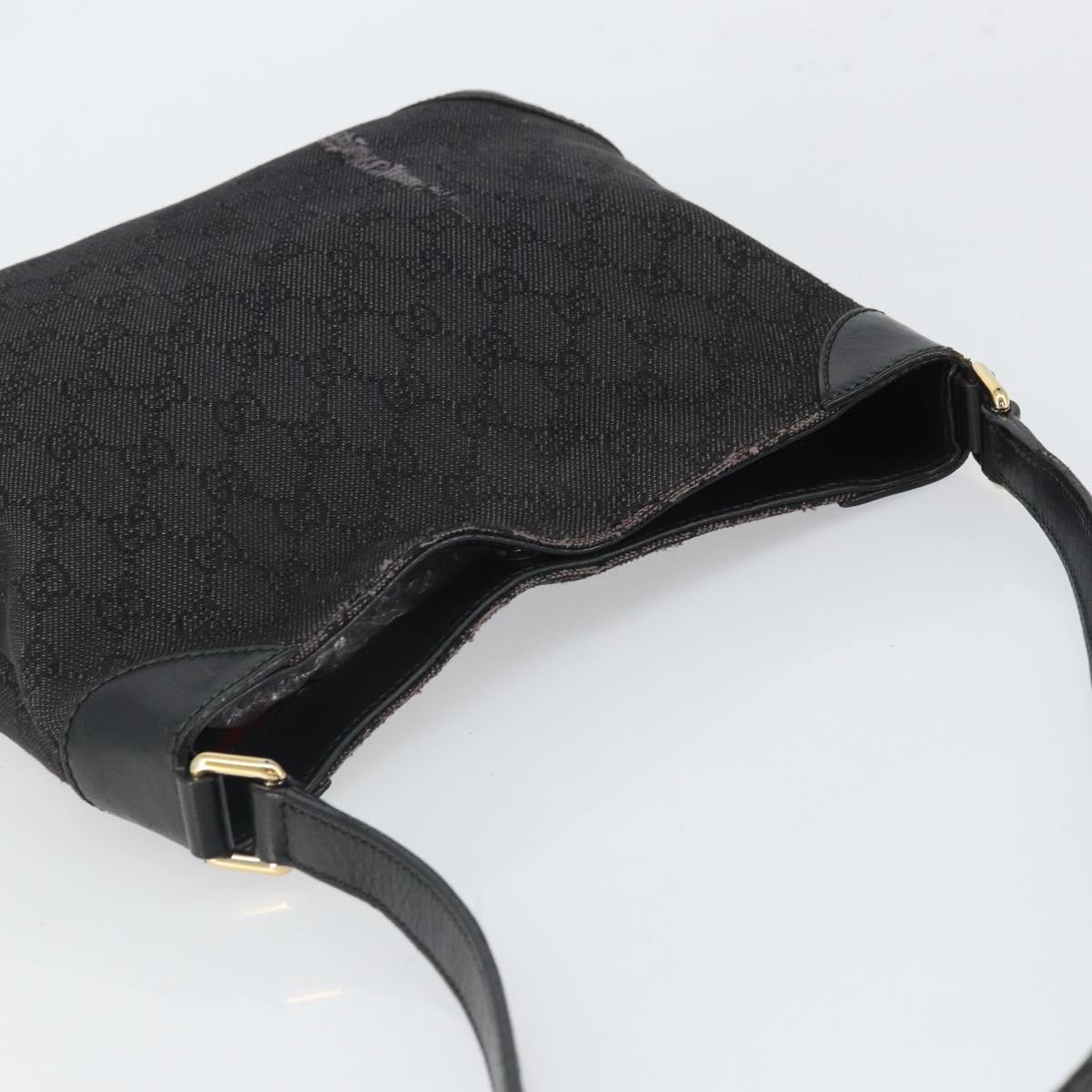 GUCCI GG Canvas Shoulder Bag Black Gold 248272 Auth bs32571