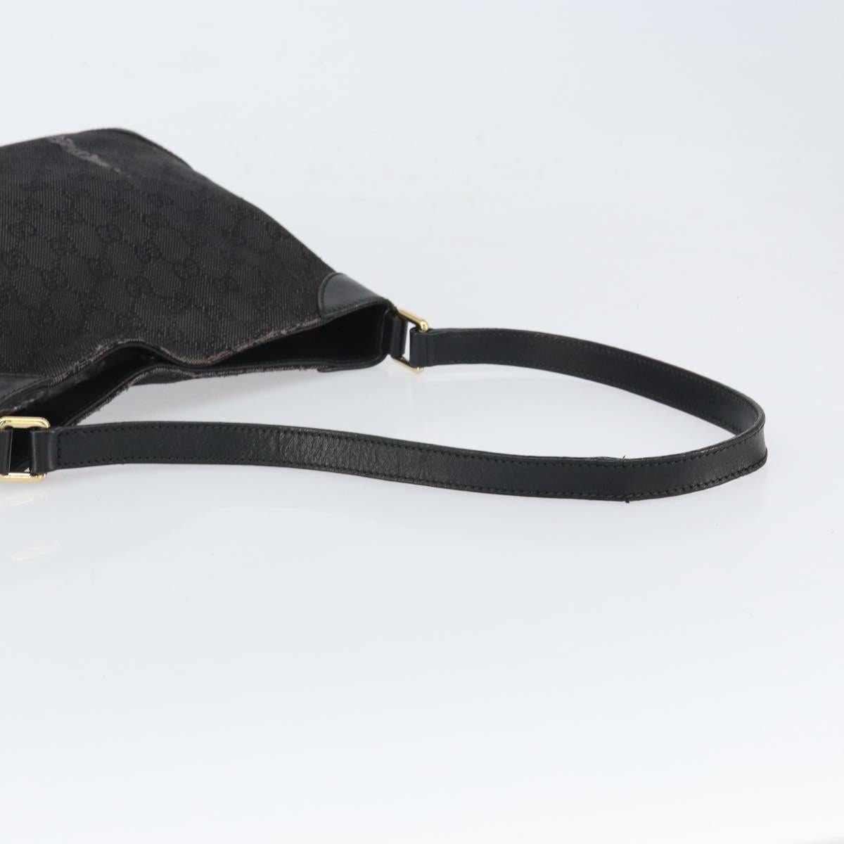GUCCI GG Canvas Shoulder Bag Black Gold 248272 Auth bs32571