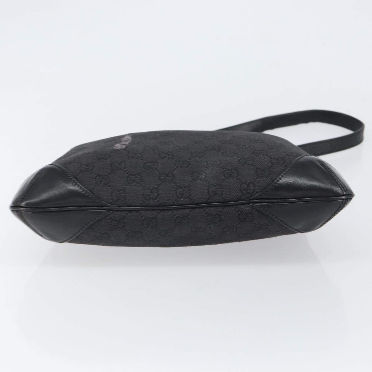 GUCCI GG Canvas Shoulder Bag Black Gold 248272 Auth bs32571