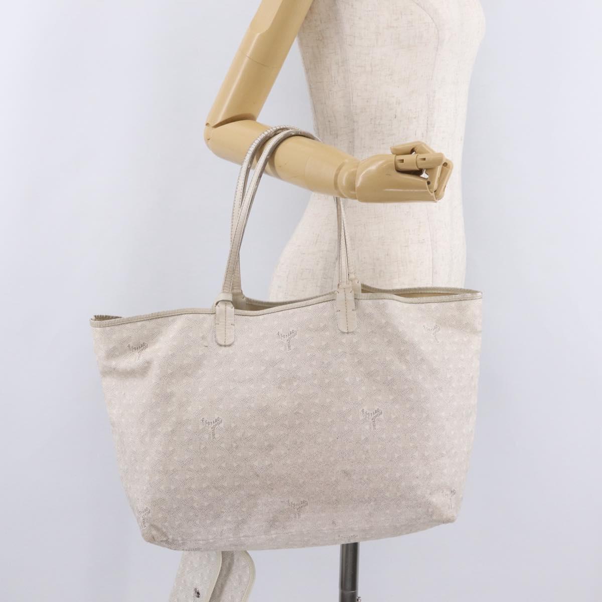 GOYARD Saint Louis PM Tote Bag PVC White Auth bs32573