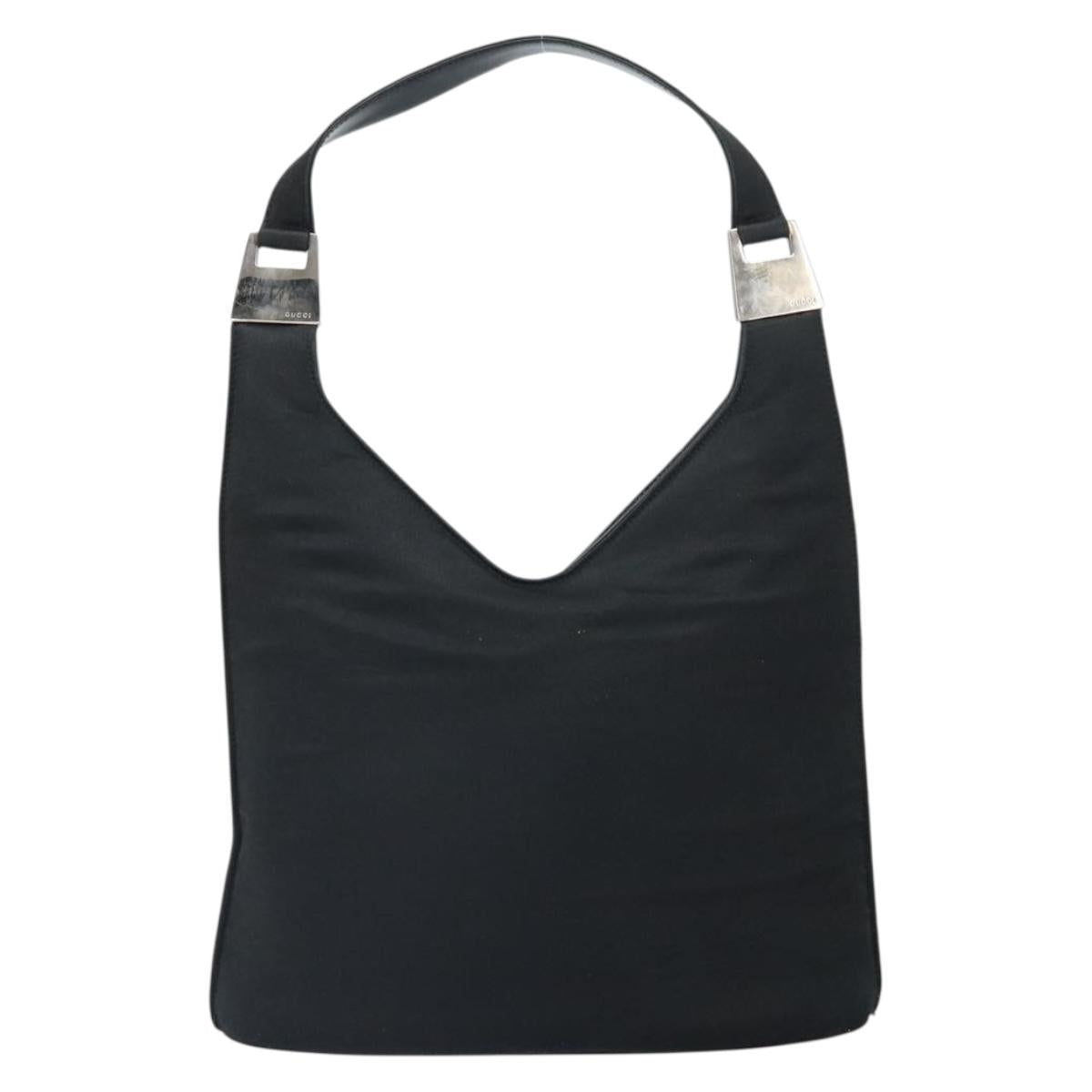 GUCCI Shoulder Bag Nylon Black Silver 001 3010 Auth bs32577