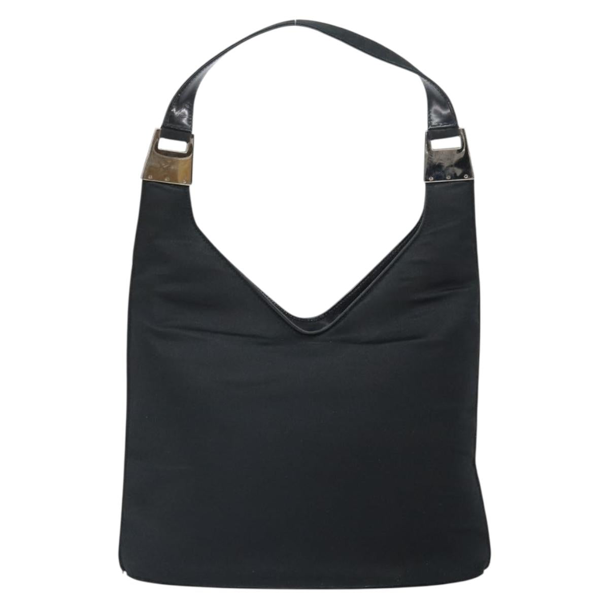 GUCCI Shoulder Bag Nylon Black Silver 001 3010 Auth bs32577