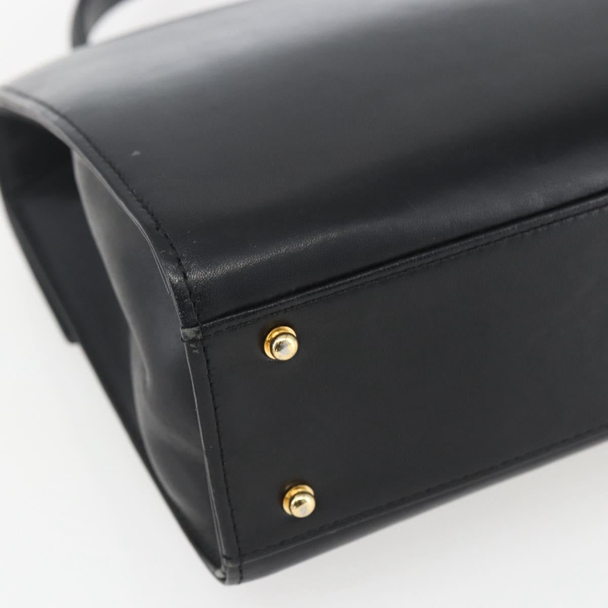 GIVENCHY Hand Bag Leather Black gold Auth bs32578