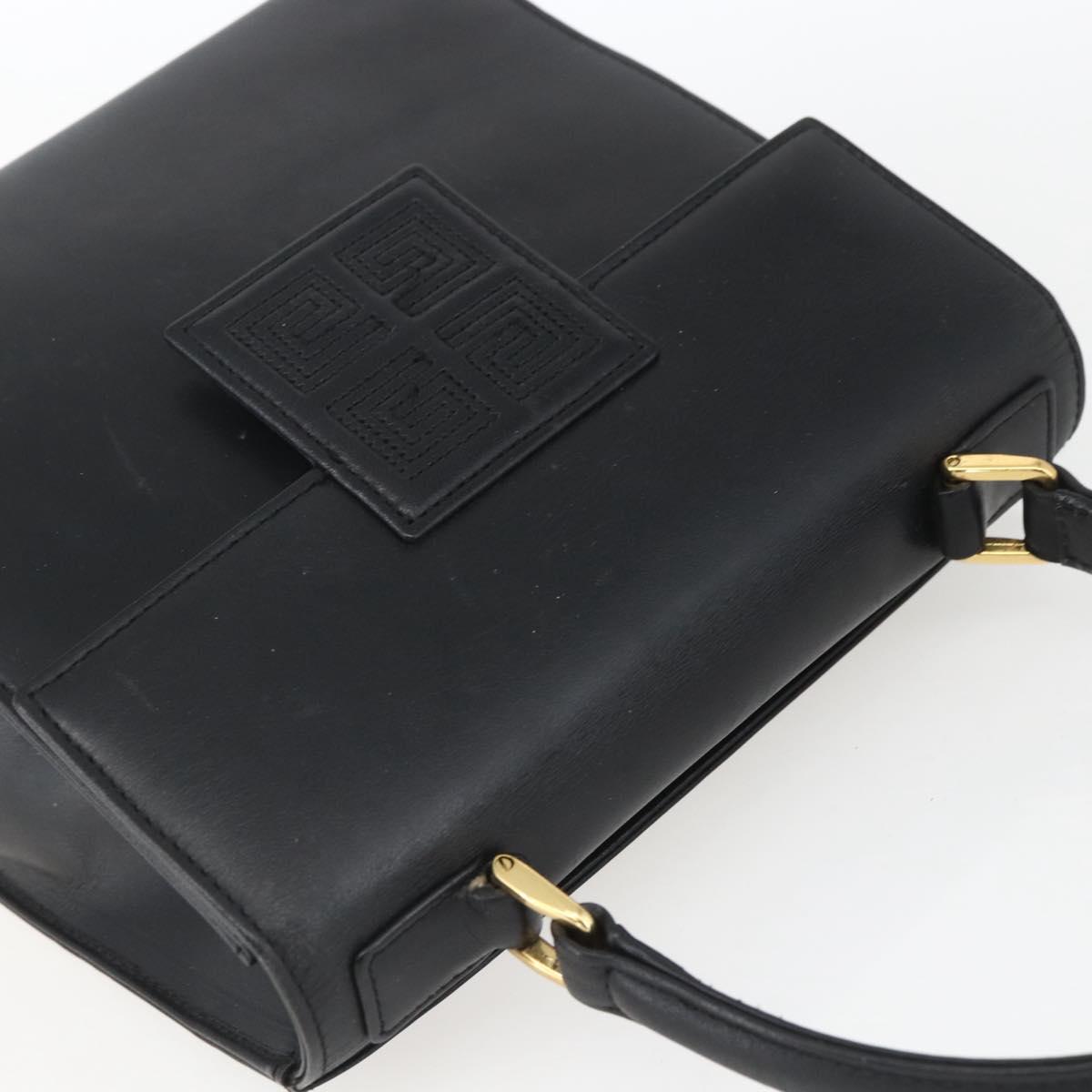 GIVENCHY Hand Bag Leather Black gold Auth bs32578