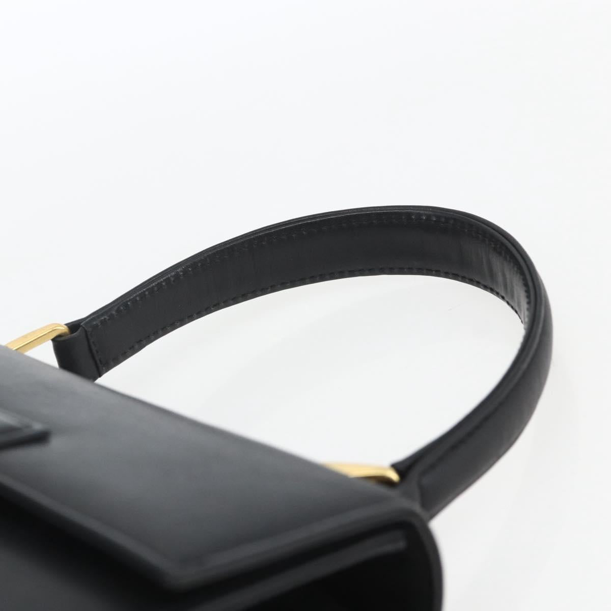 GIVENCHY Hand Bag Leather Black gold Auth bs32578