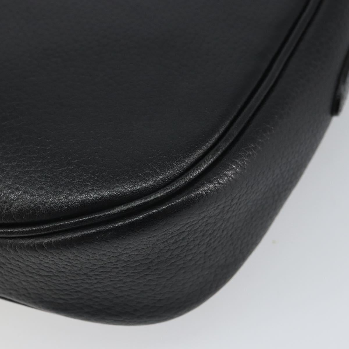 Burberrys Shoulder Bag Leather Black Gold Auth bs32582