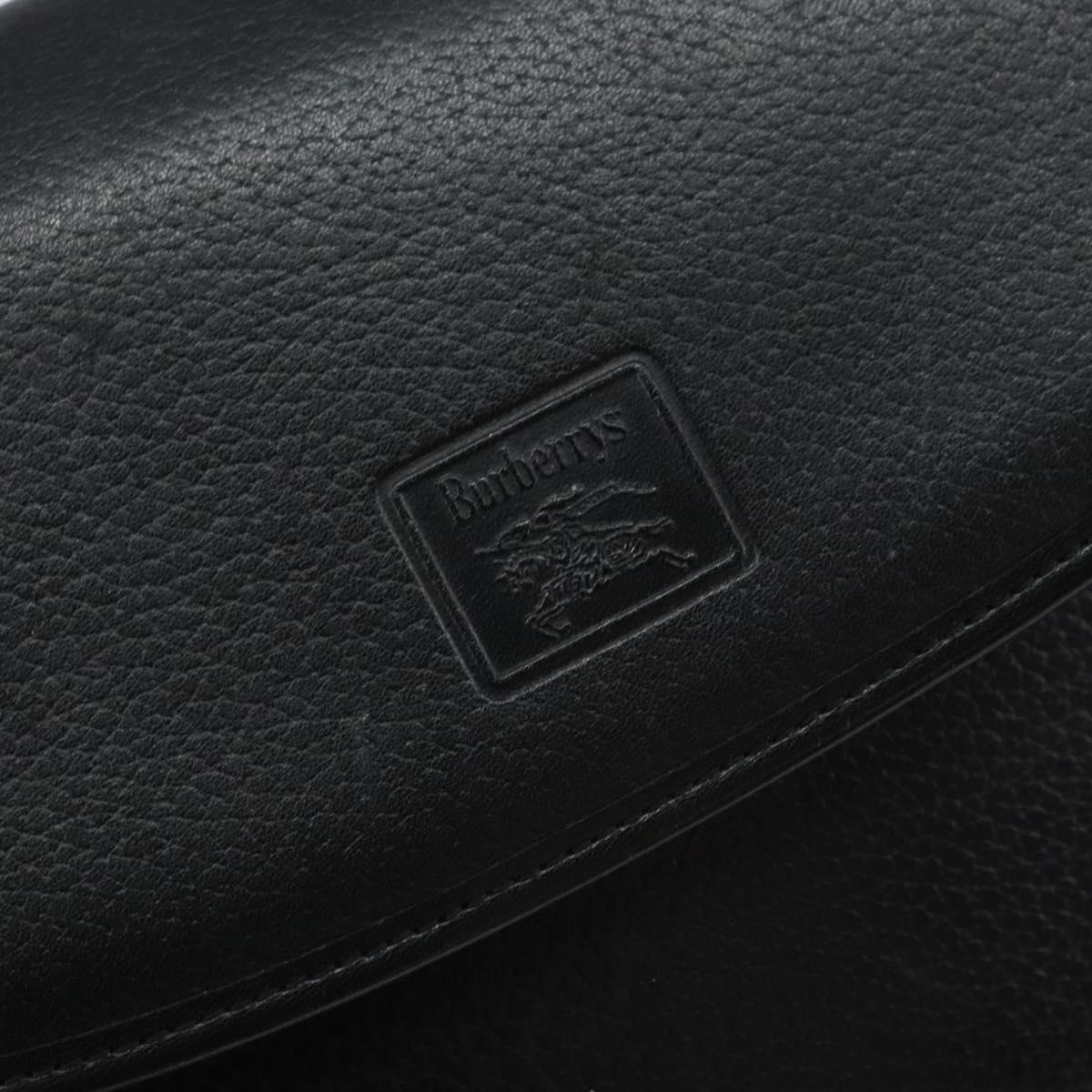 Burberrys Shoulder Bag Leather Black Gold Auth bs32582
