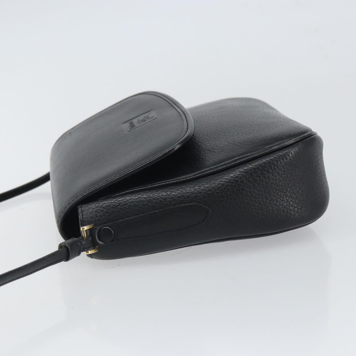 Burberrys Shoulder Bag Leather Black Gold Auth bs32582