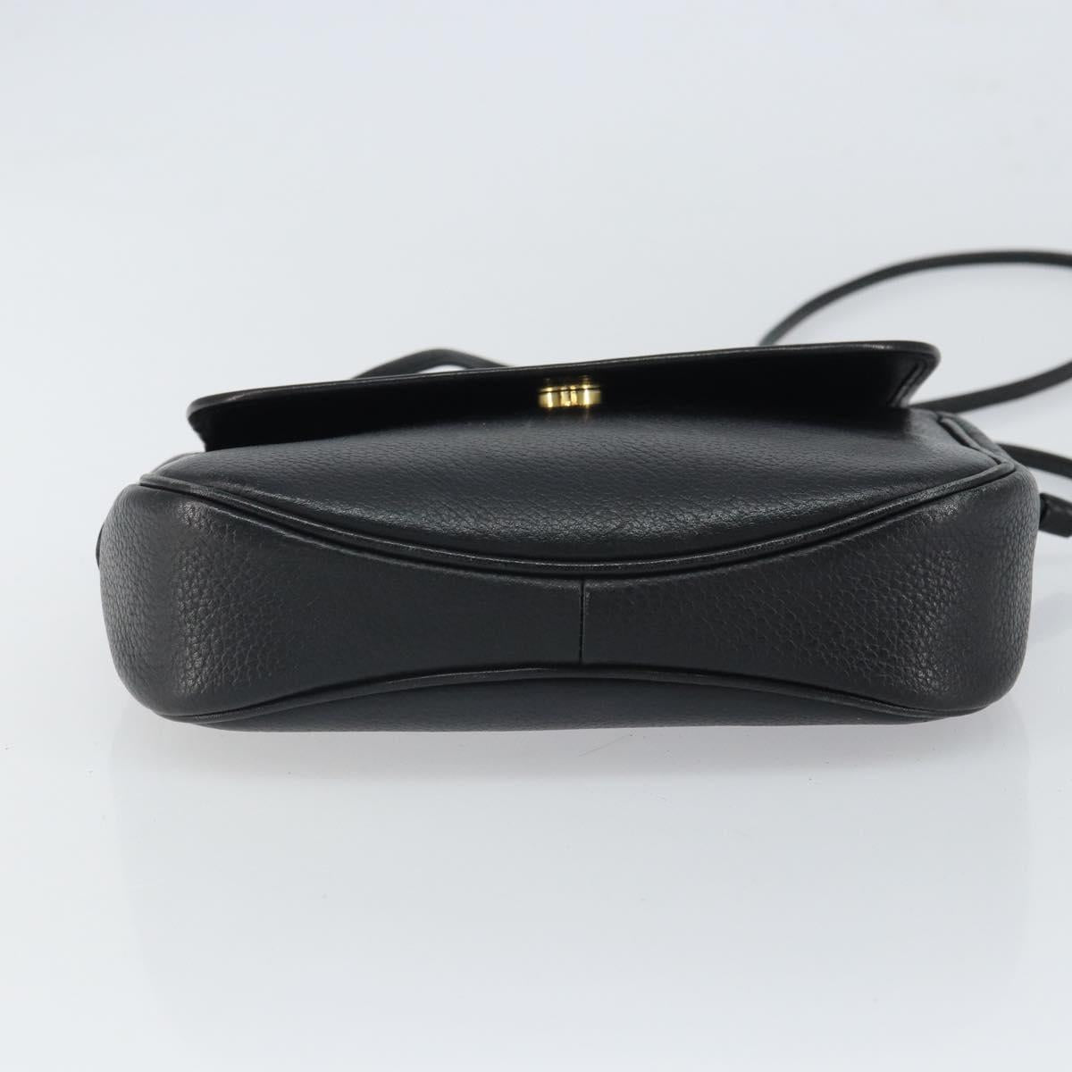 Burberrys Shoulder Bag Leather Black Gold Auth bs32582