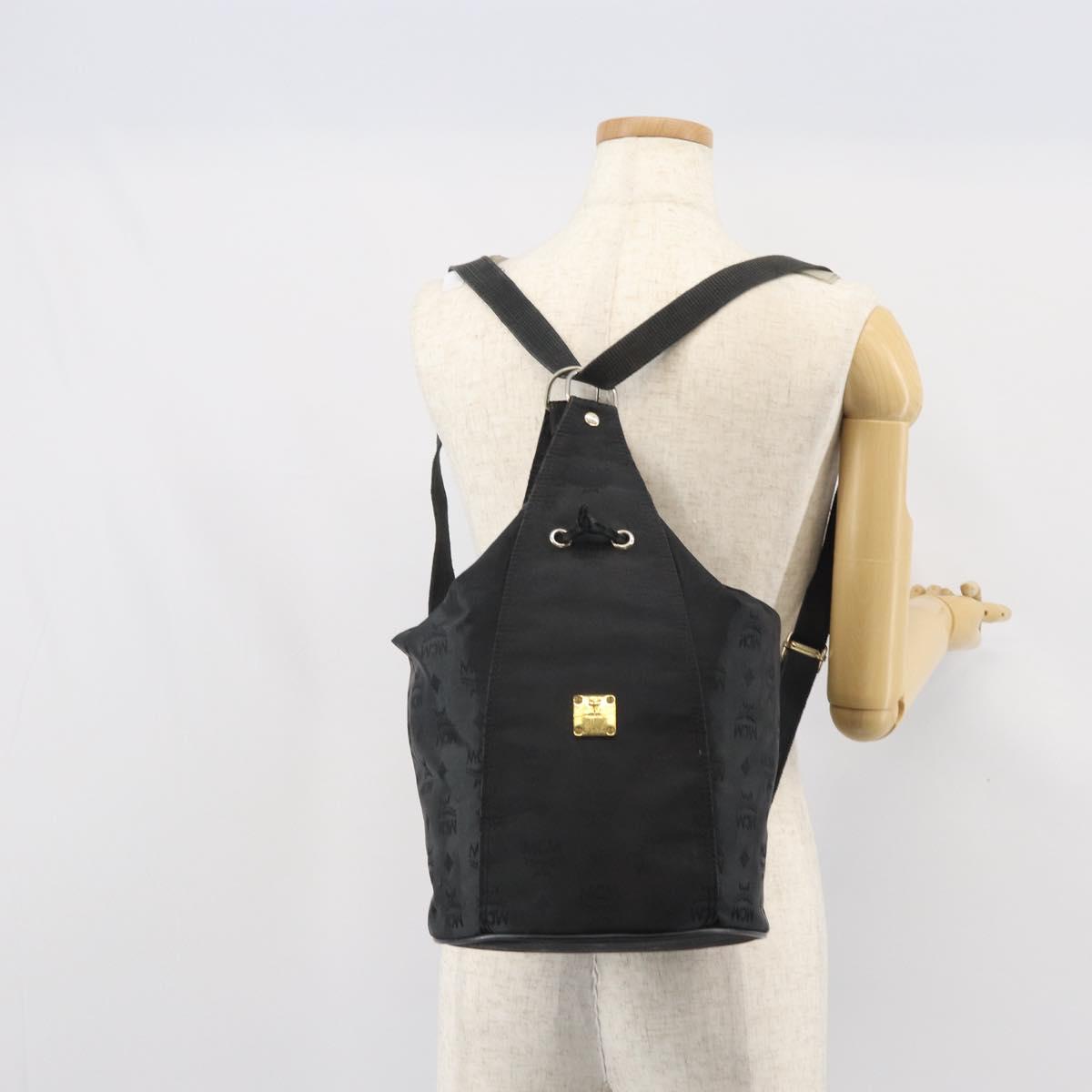 MCM Vicetos Backpack Nylon Black Gold Auth bs32585