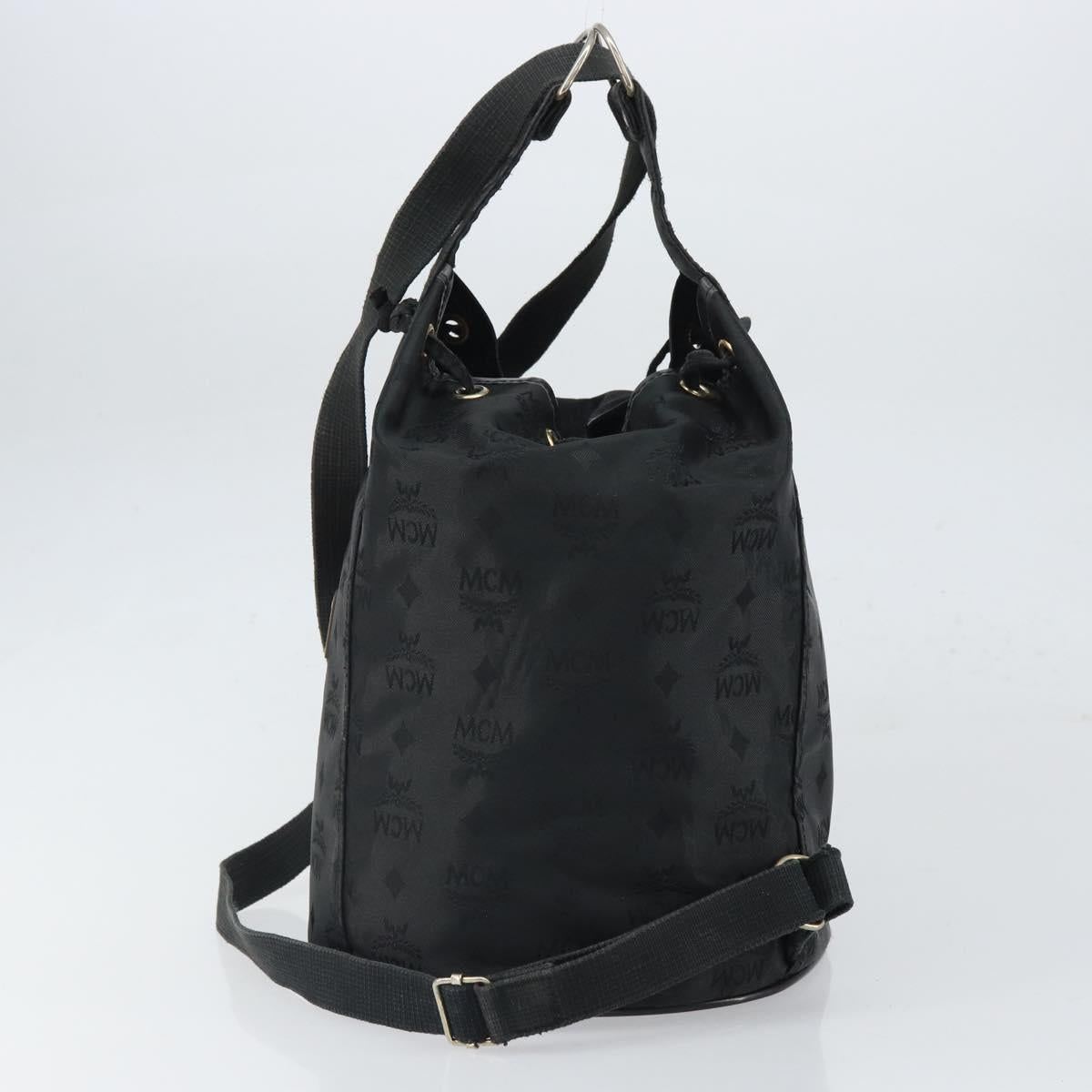 MCM Vicetos Backpack Nylon Black Gold Auth bs32585