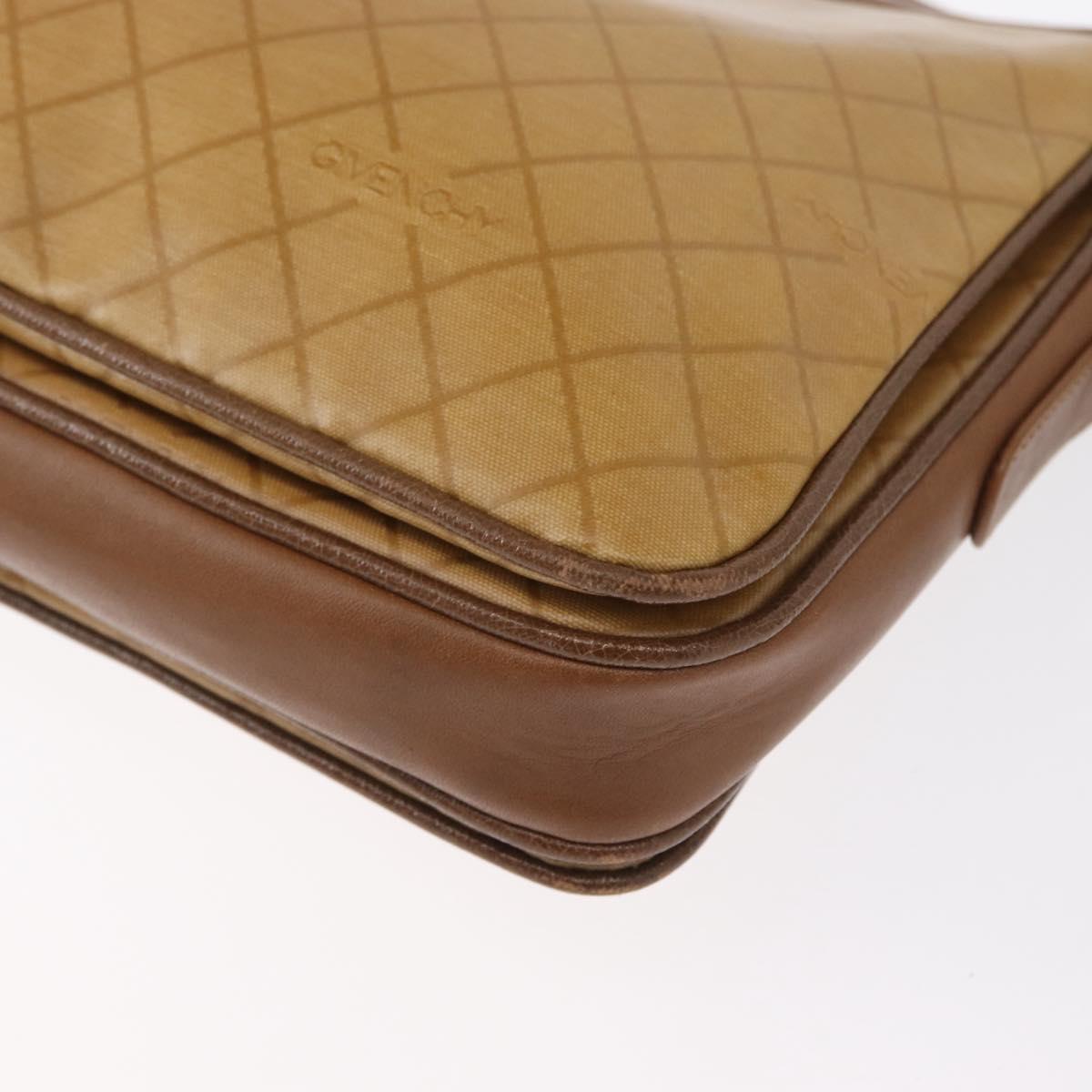 GIVENCHY Shoulder Bag PVC Canvas Beige Gold Auth bs32588