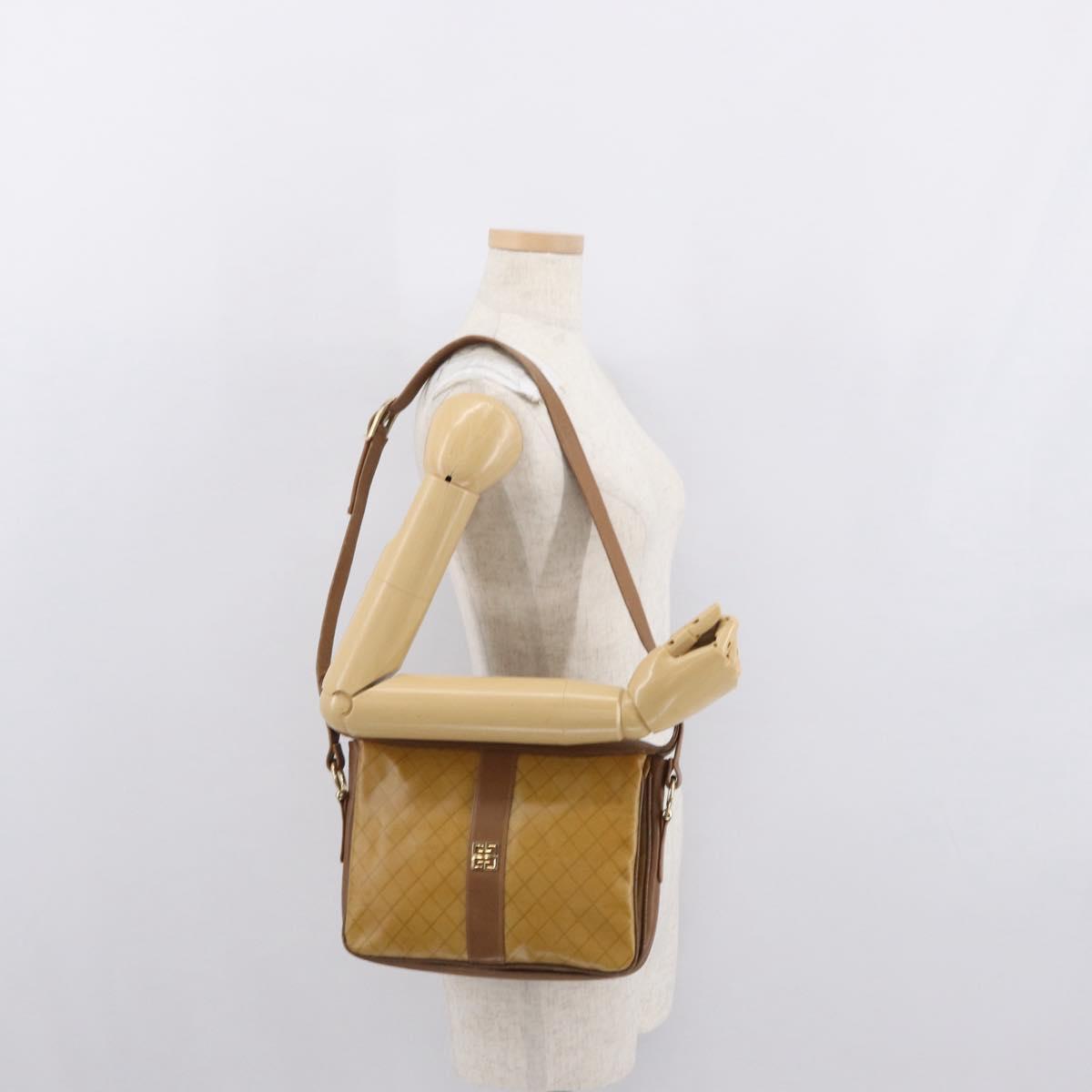 GIVENCHY Shoulder Bag PVC Canvas Beige Gold Auth bs32588