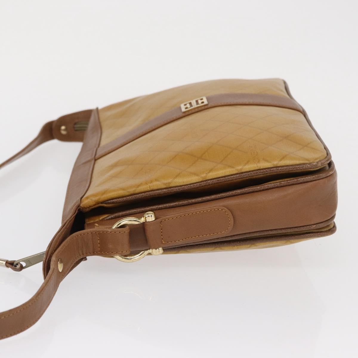 GIVENCHY Shoulder Bag PVC Canvas Beige Gold Auth bs32588