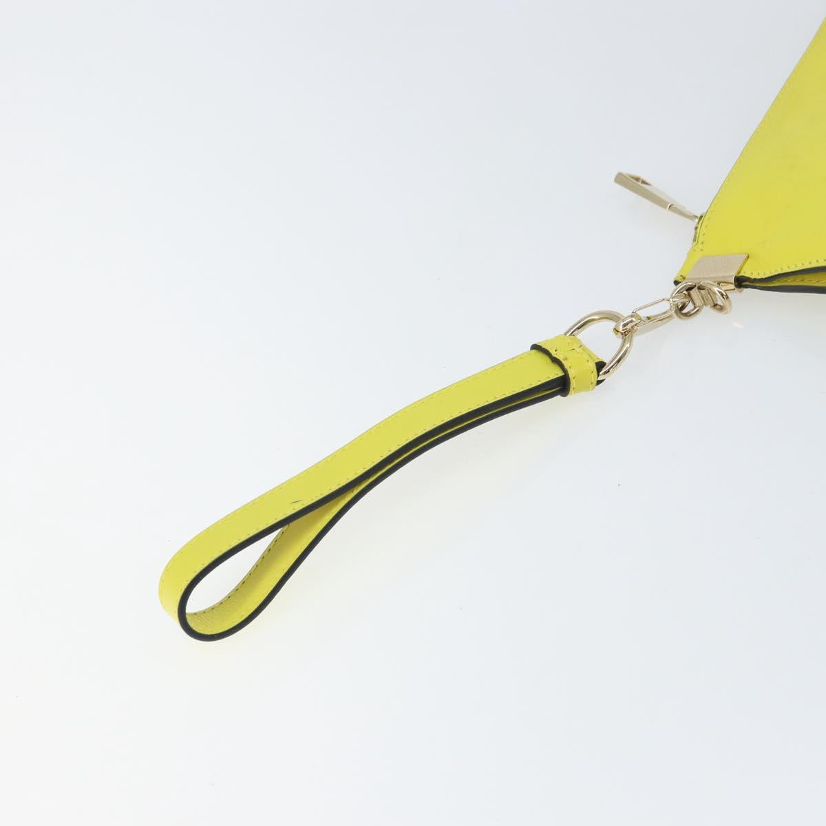 VERSACE Clutch Bag Leather Yellow Gold Auth bs32589