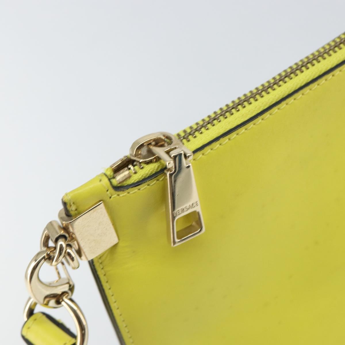 VERSACE Clutch Bag Leather Yellow Gold Auth bs32589