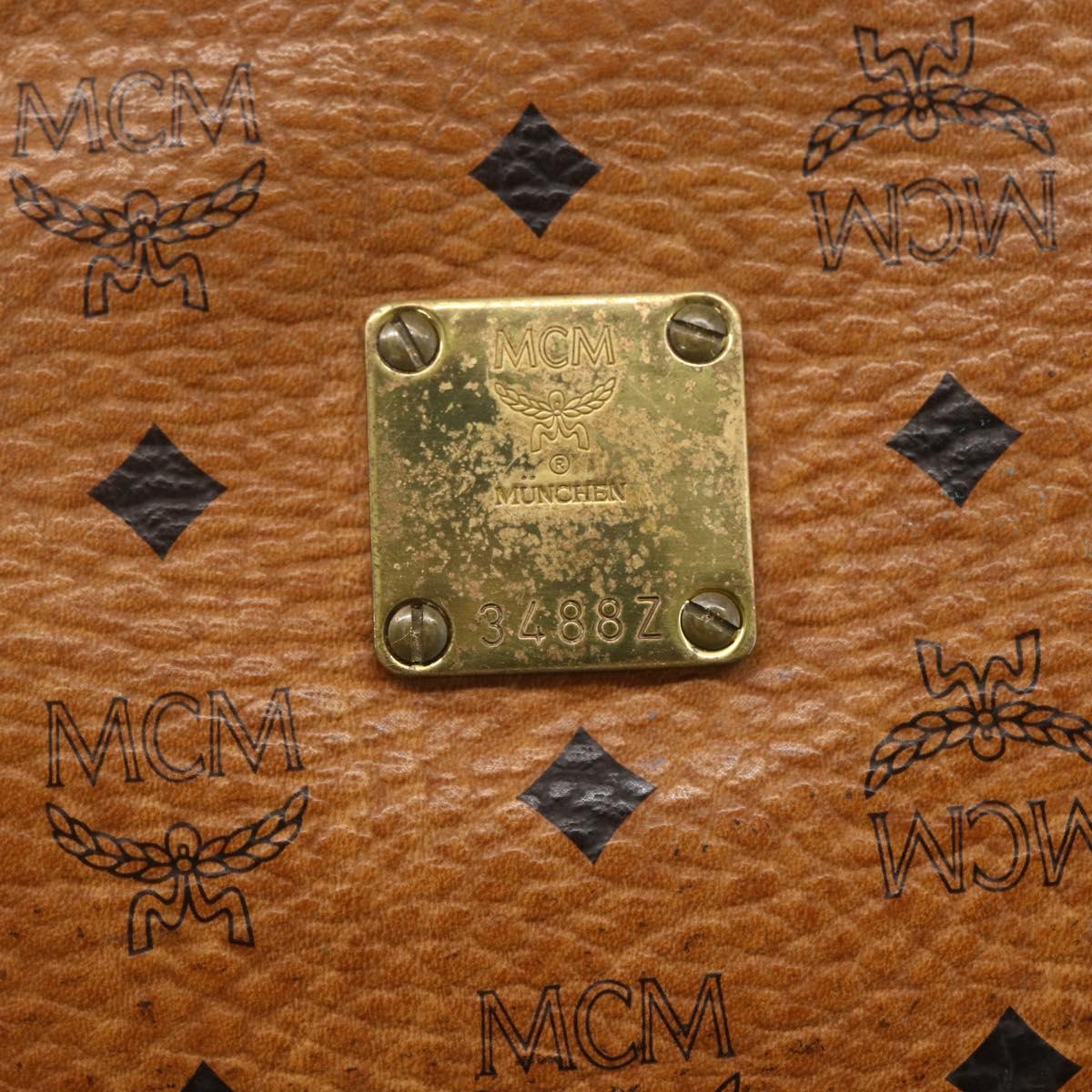 MCM Logogram Vicetos Clutch Bag PVC Leather Brown Gold Auth bs32590