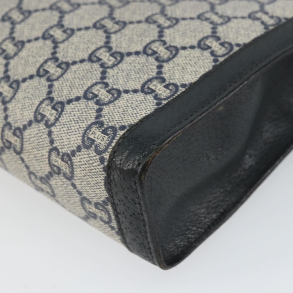 GUCCI GG Plus Supreme Clutch Bag PVC Navy Gold Auth bs32591