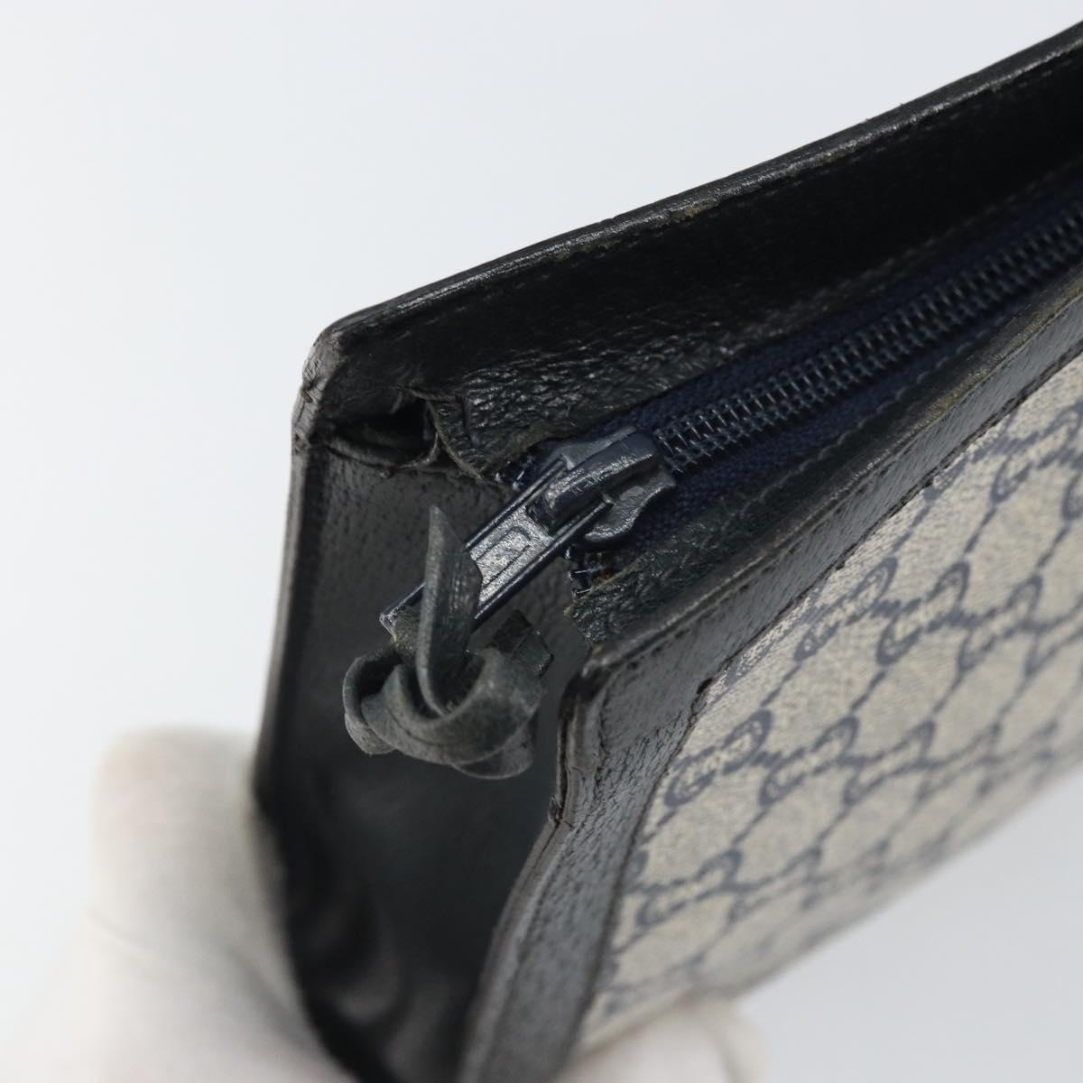 GUCCI GG Plus Supreme Clutch Bag PVC Navy Gold Auth bs32591