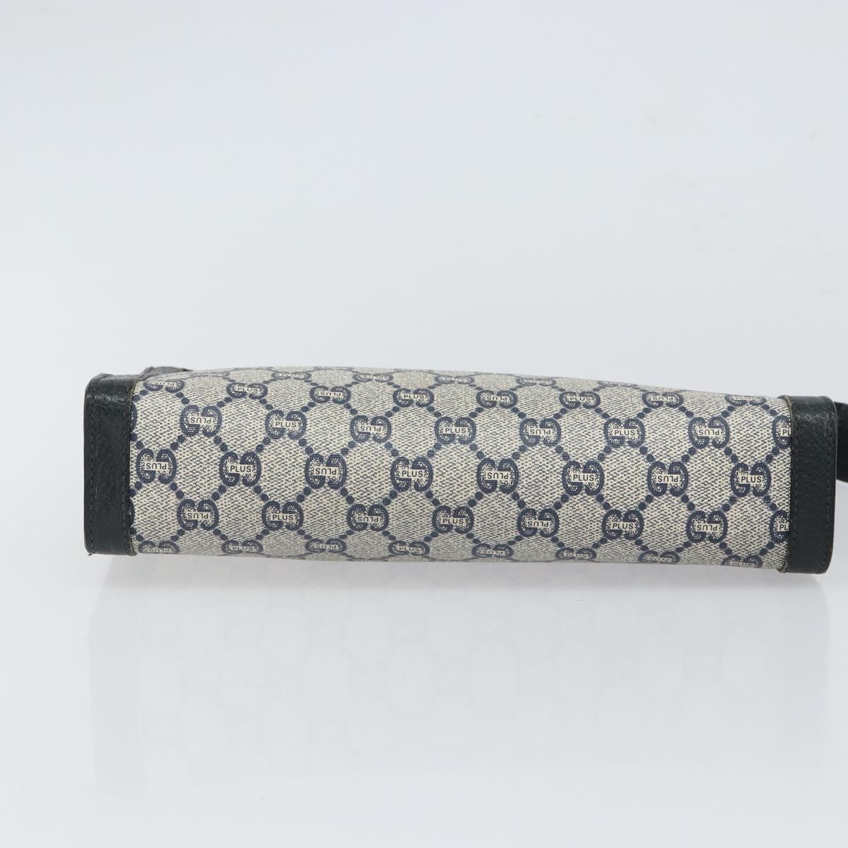 GUCCI GG Plus Supreme Clutch Bag PVC Navy Gold Auth bs32591