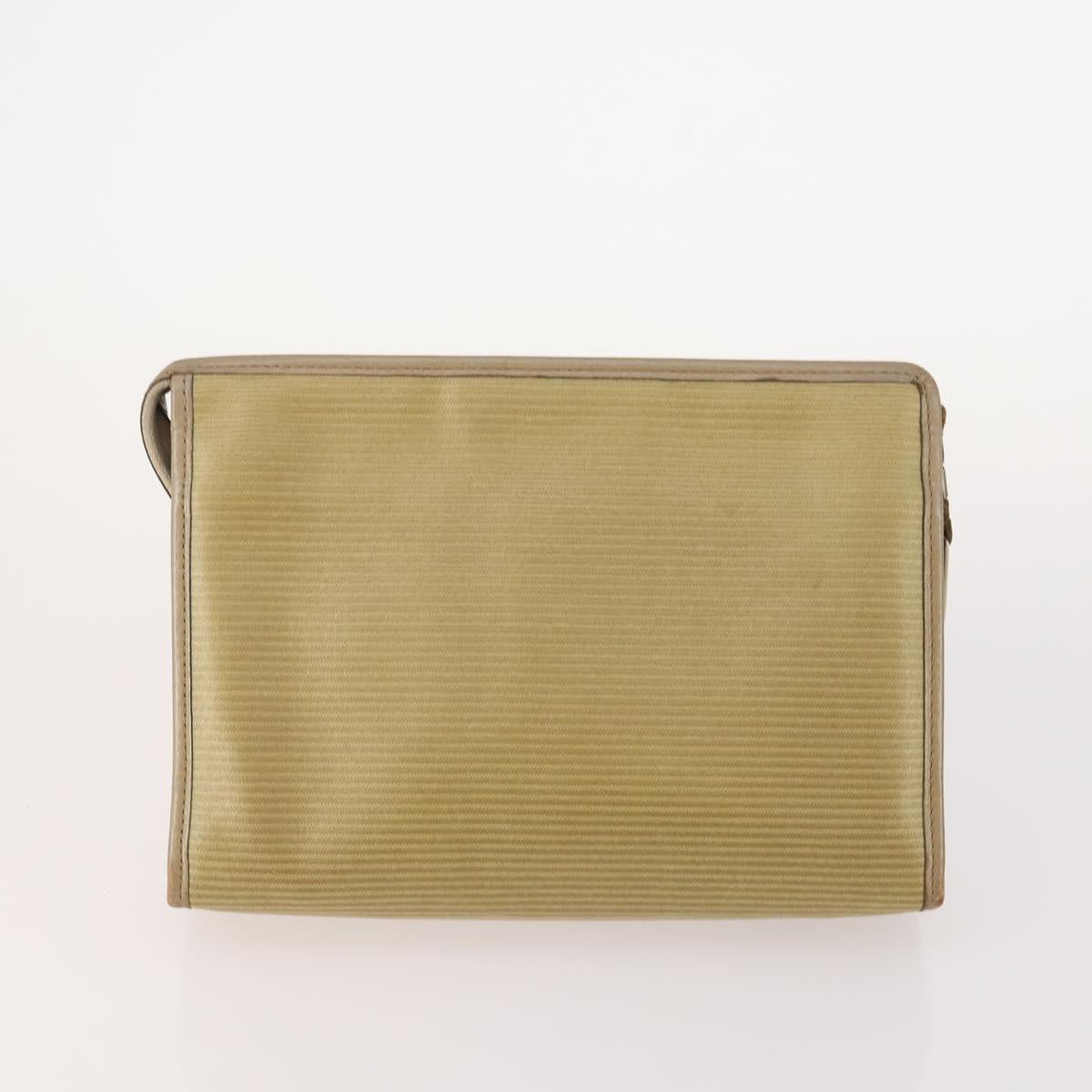 SAINT LAURENT Clutch Bag PVC Leather Coated Canvas 3 Set Beige Auth bs32596